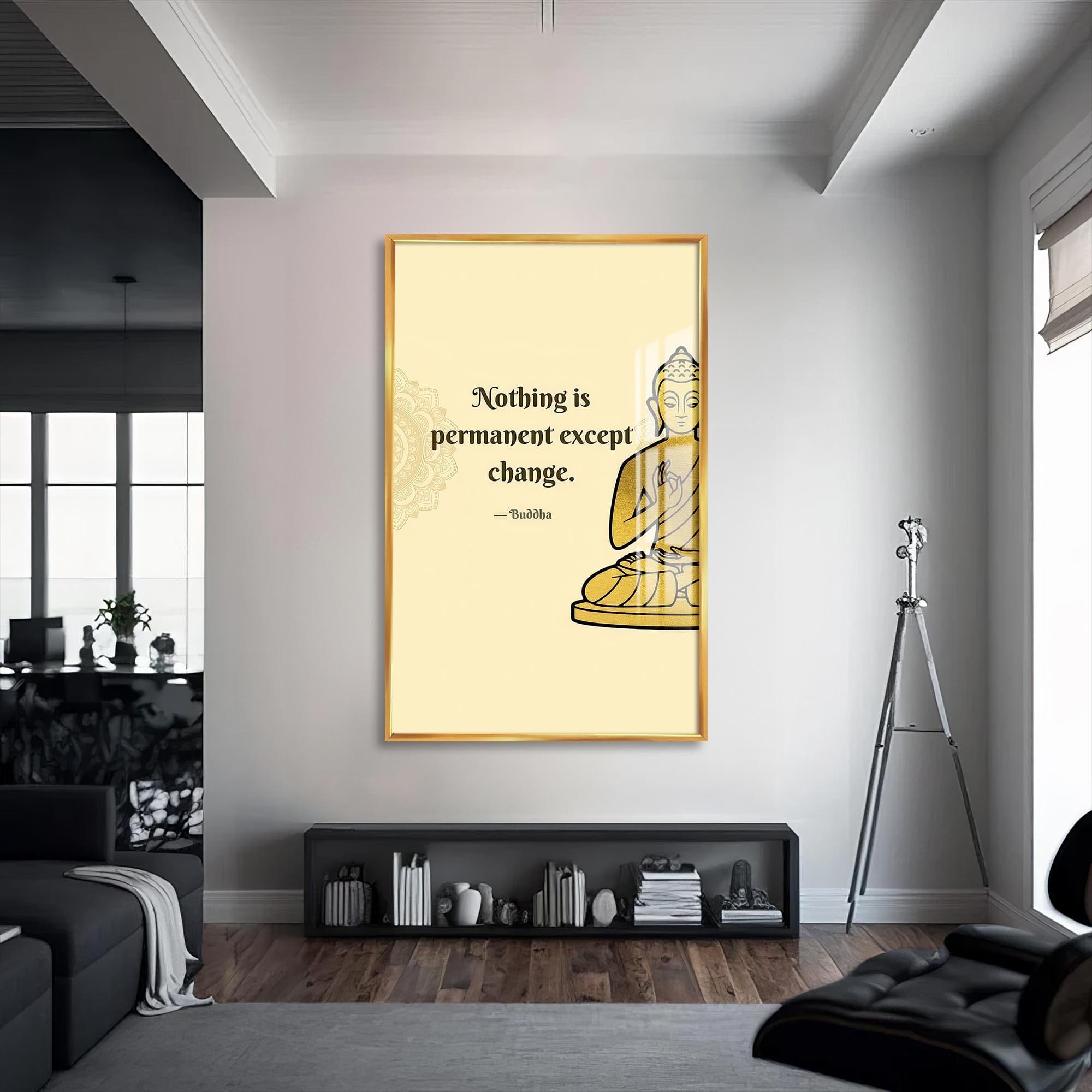 Artronauts Glass Print S | 72x46 cm | 28.3"x18.1" / Gold Impermanence- Buddhism Tempered Glass Wall Art