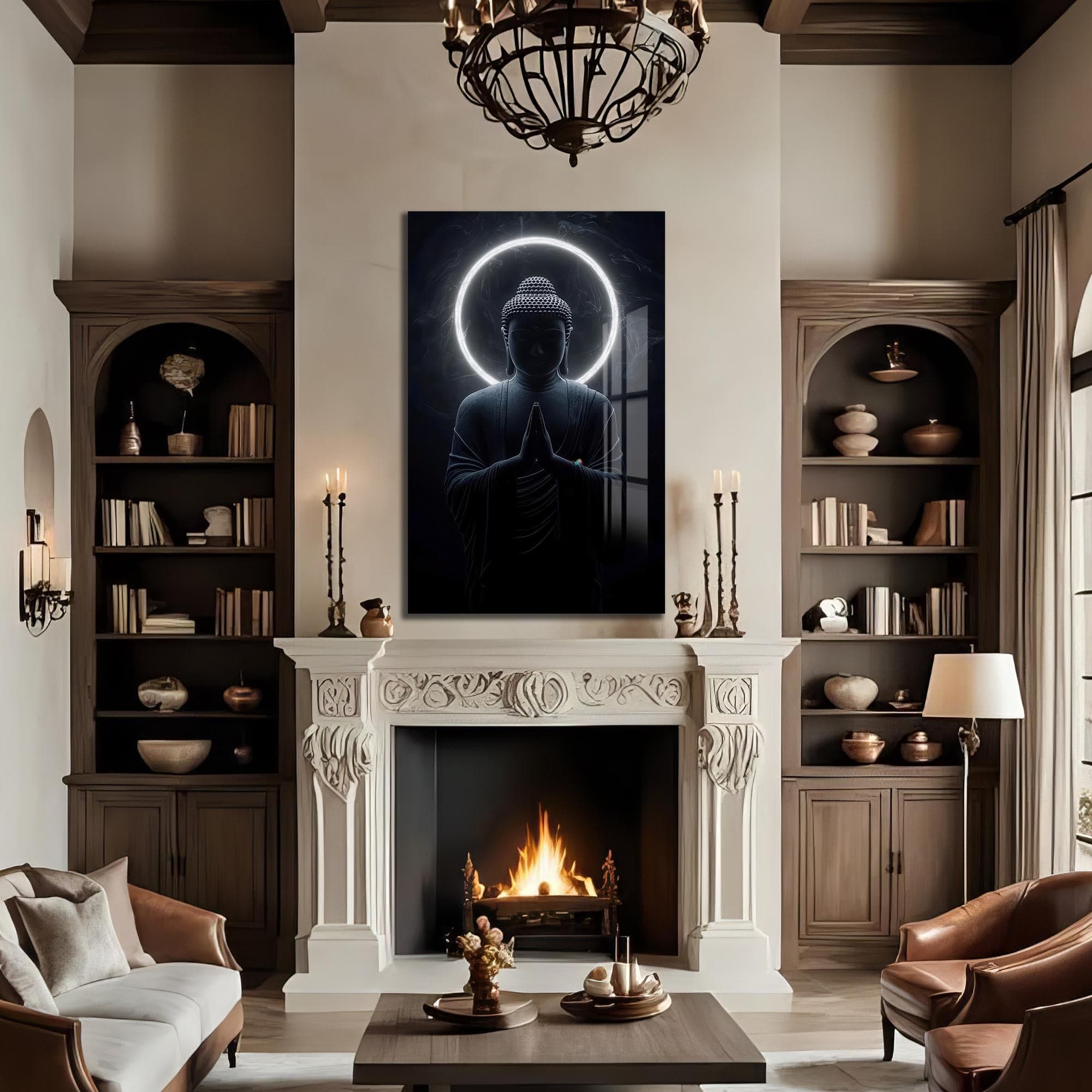 Artronauts Glass Print Silent Halo-  Buddhism Tempered Glass Wall Art