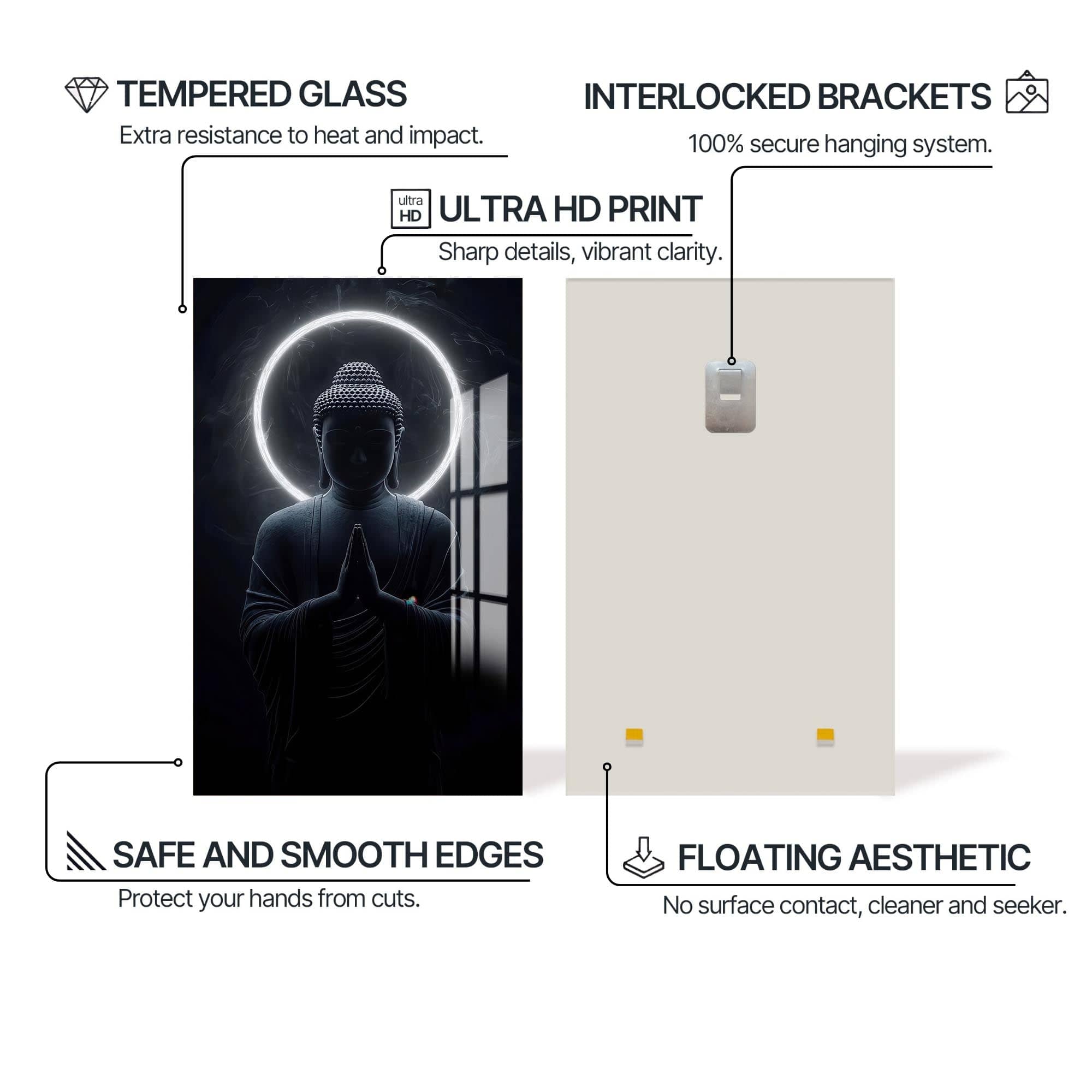 Artronauts Glass Print Silent Halo-  Buddhism Tempered Glass Wall Art