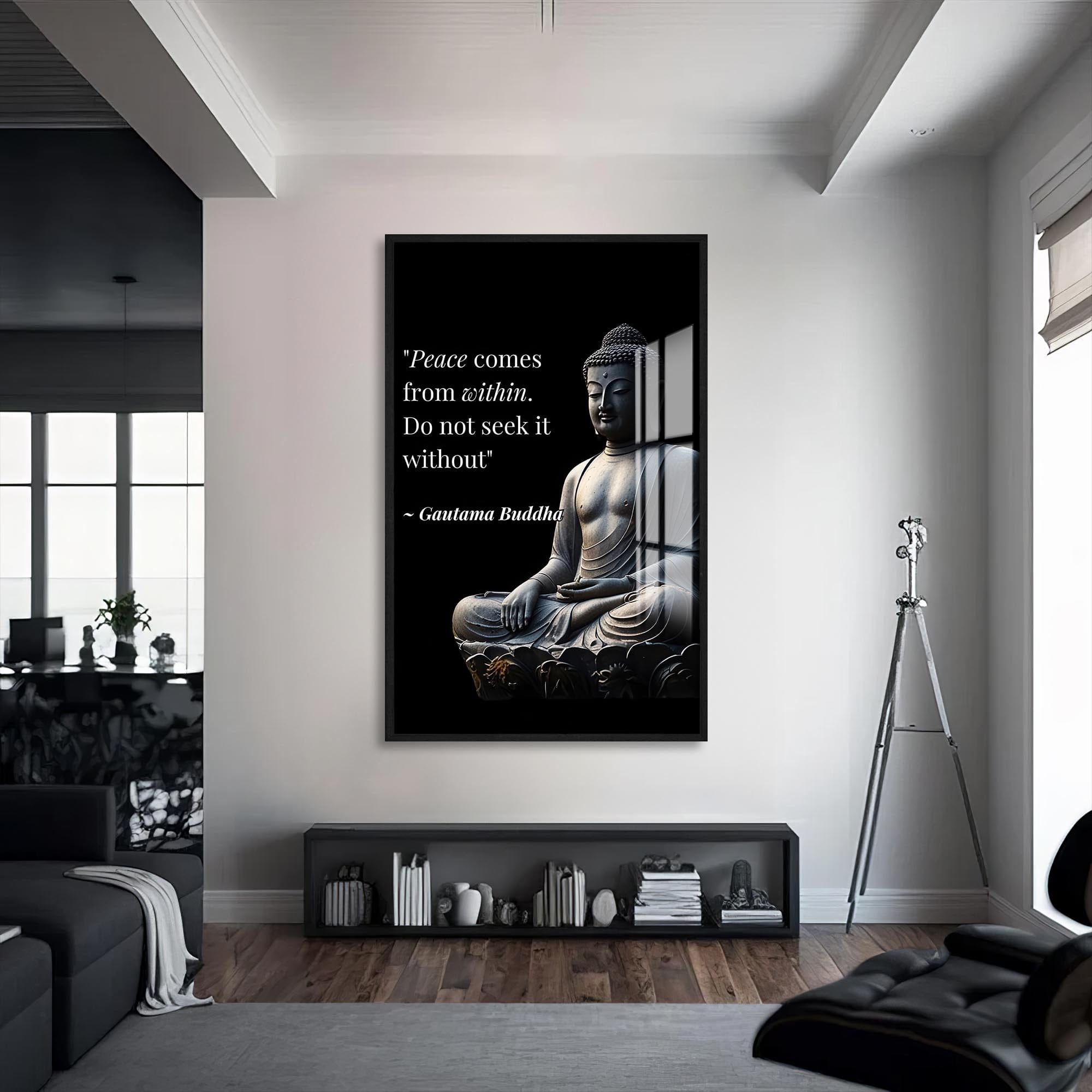 Artronauts Glass Print S | 72x46 cm | 28.3"x18.1" / Black Inner Peace- Buddhism Tempered Glass Wall Art