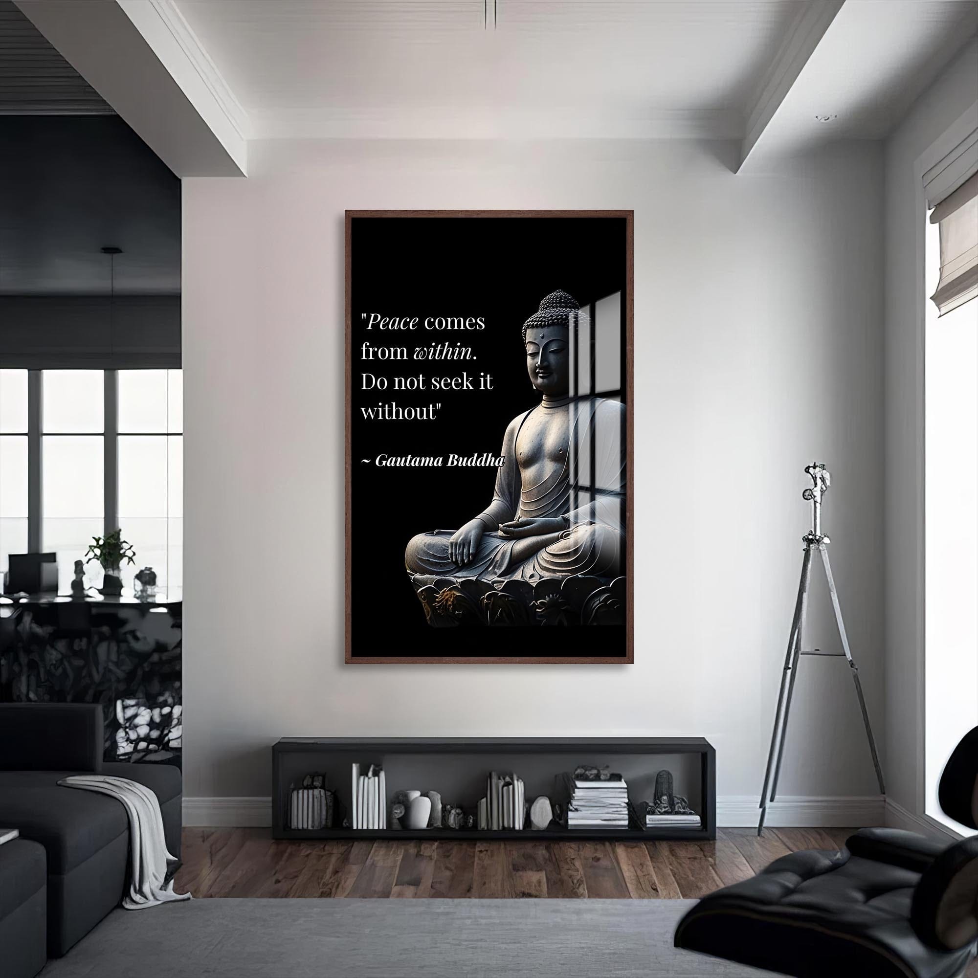 Artronauts Glass Print S | 72x46 cm | 28.3"x18.1" / Walnut Inner Peace- Buddhism Tempered Glass Wall Art