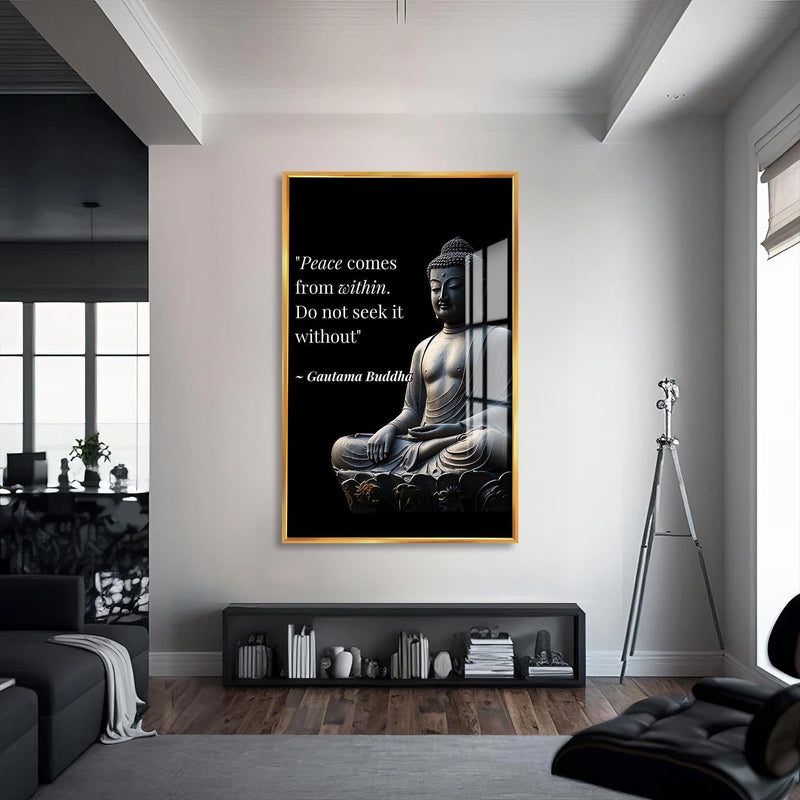 Artronauts Glass Print S | 72x46 cm | 28.3"x18.1" / Gold Inner Peace- Buddhism Tempered Glass Wall Art