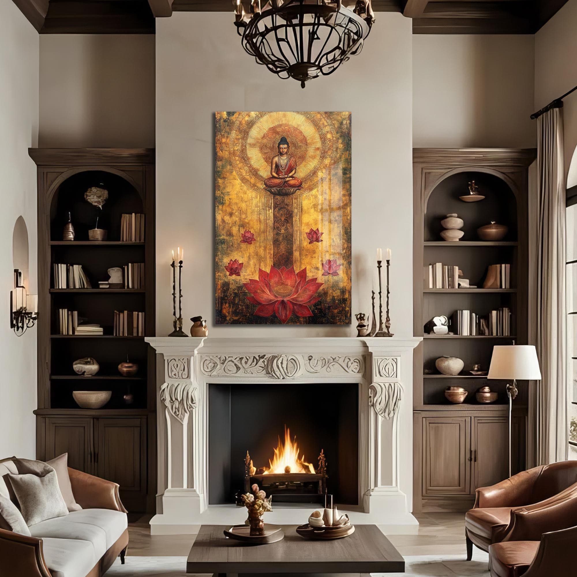 Artronauts Glass Print Lotus Path- Buddhism Tempered Glass Wall Art