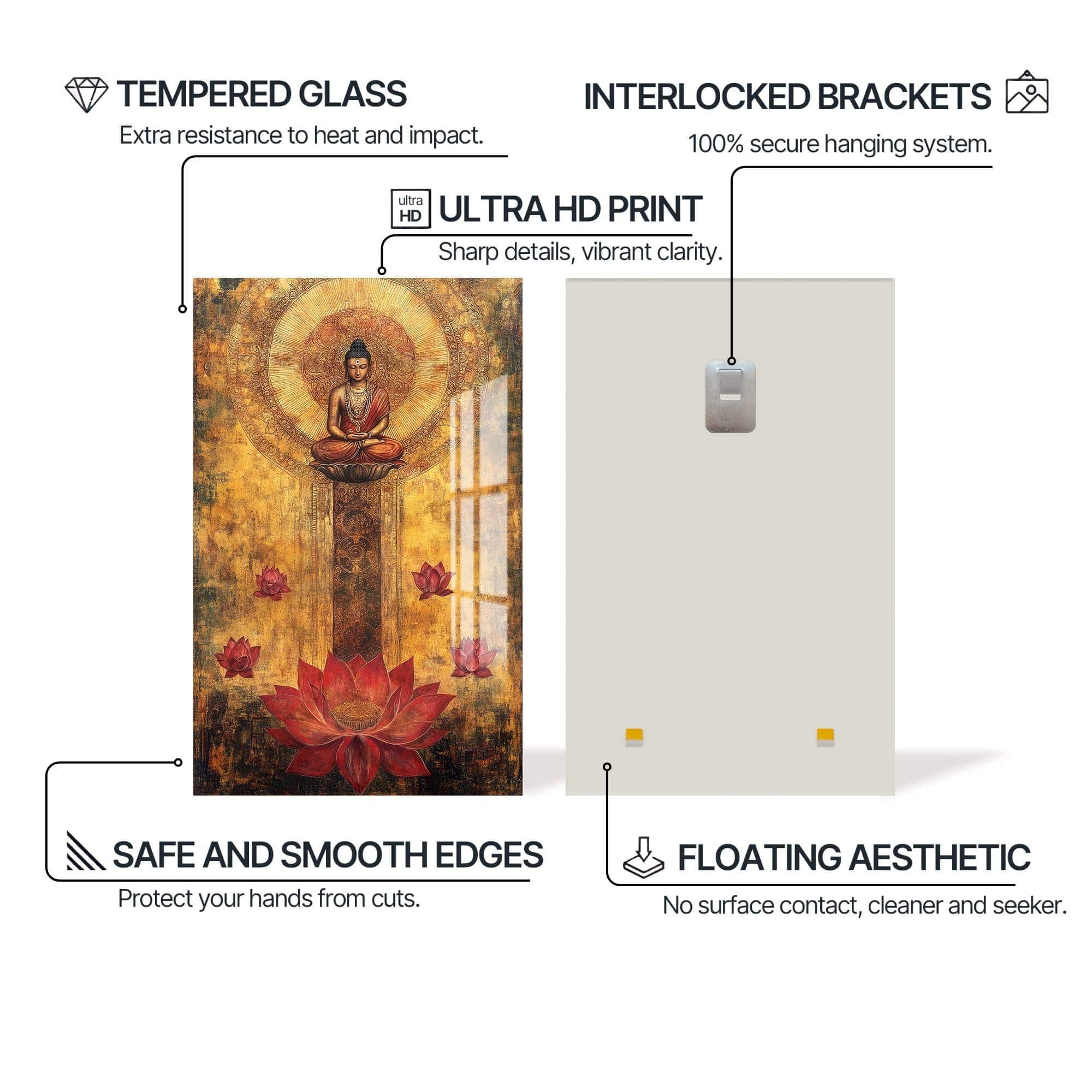 Artronauts Glass Print Lotus Path- Buddhism Tempered Glass Wall Art