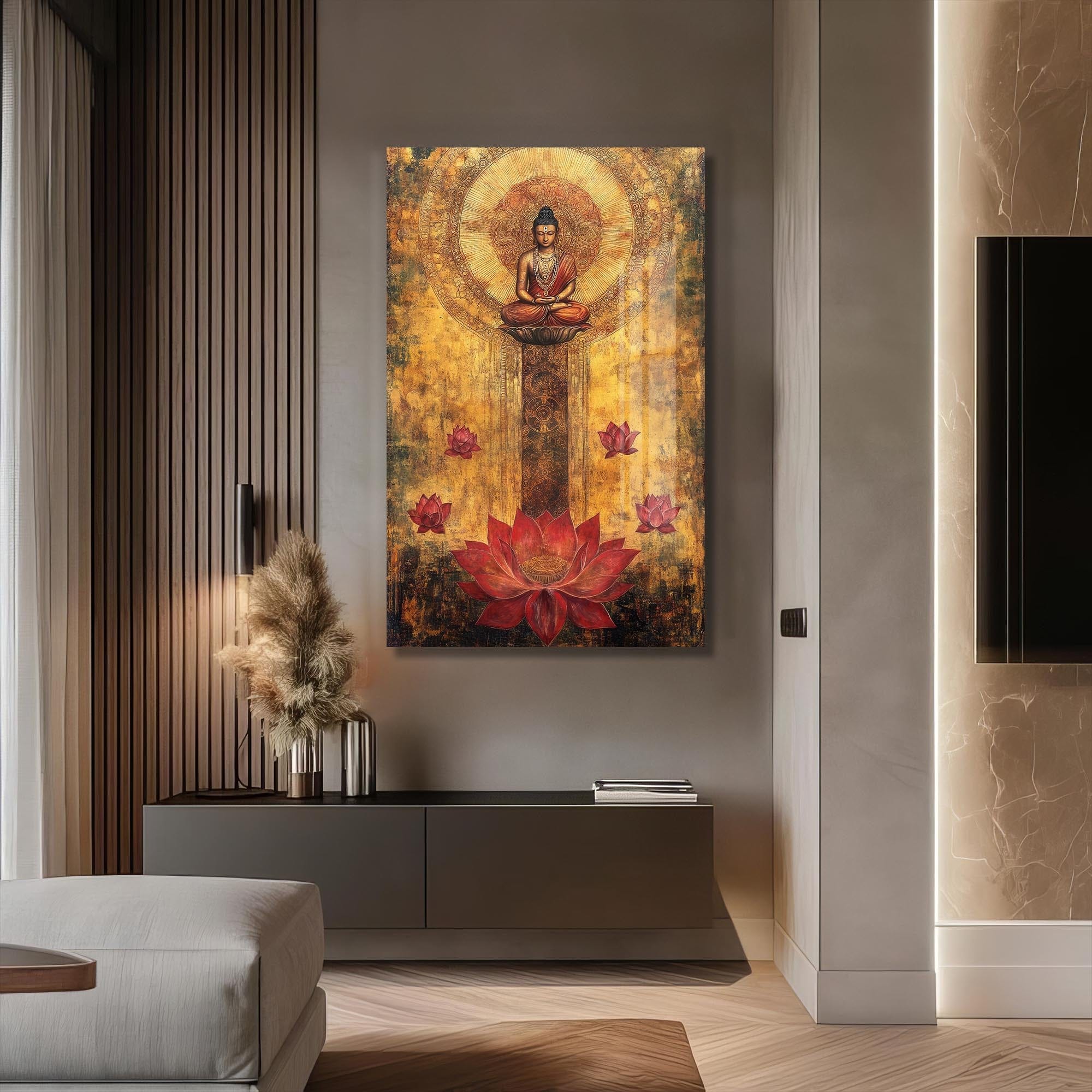 Artronauts Glass Print Lotus Path- Buddhism Tempered Glass Wall Art