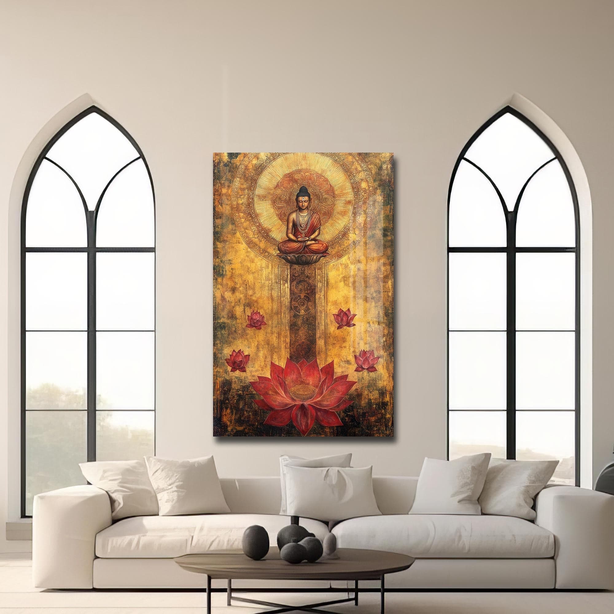 Artronauts Glass Print Lotus Path- Buddhism Tempered Glass Wall Art
