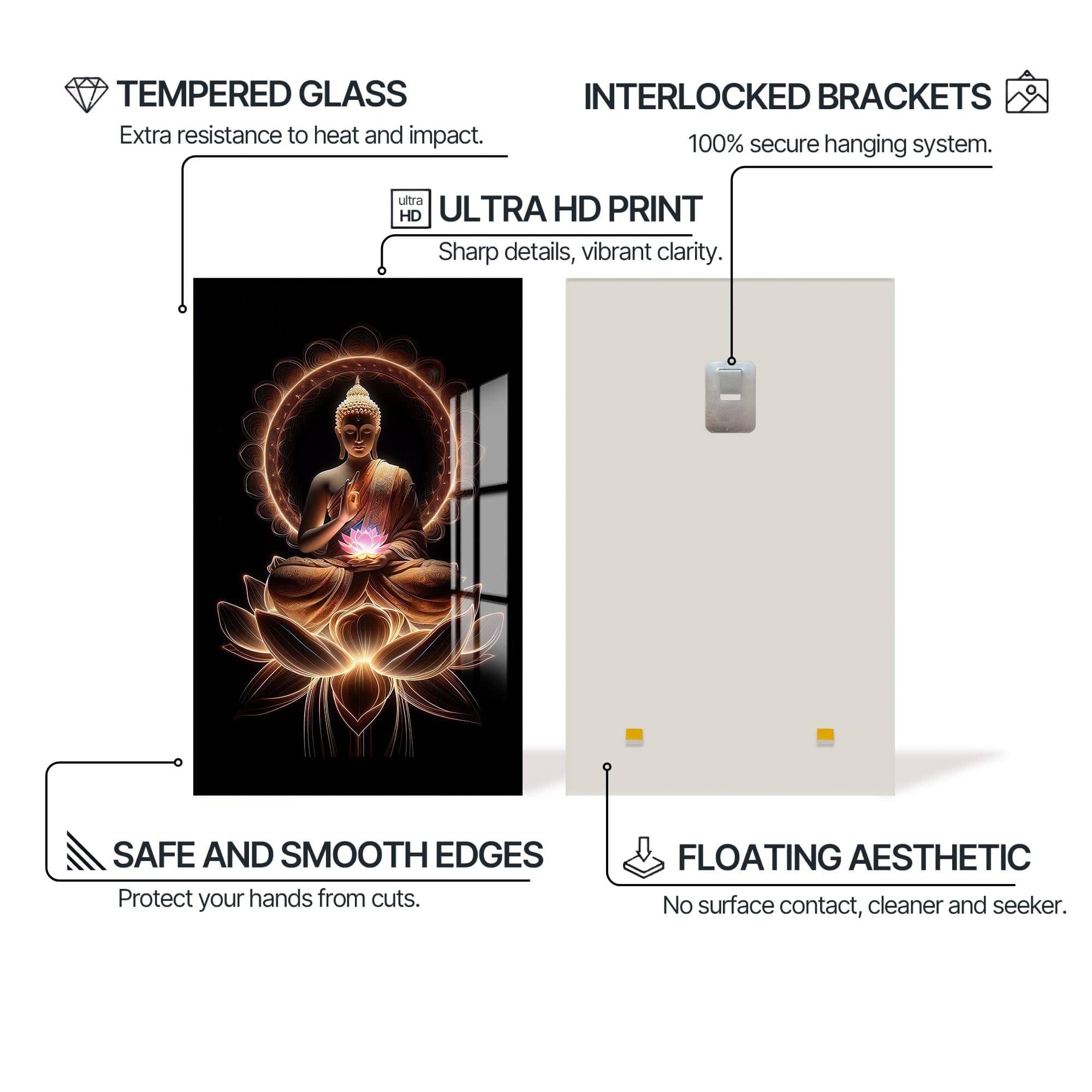 Artronauts Glass Print Six Truths- Buddhism Tempered Glass Wall Art