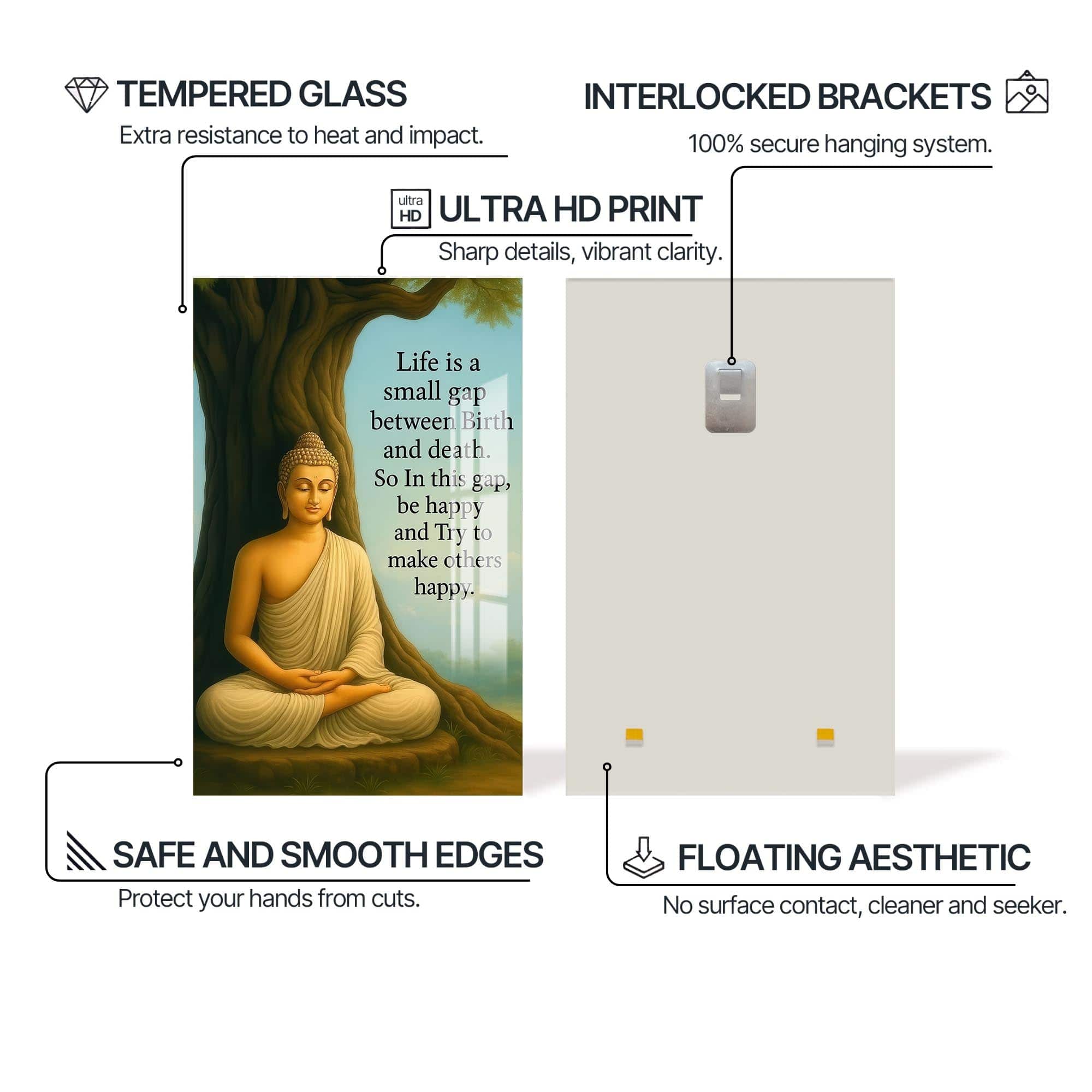 Artronauts Glass Print Eternal Lotus- Buddhism Tempered Glass Wall Art