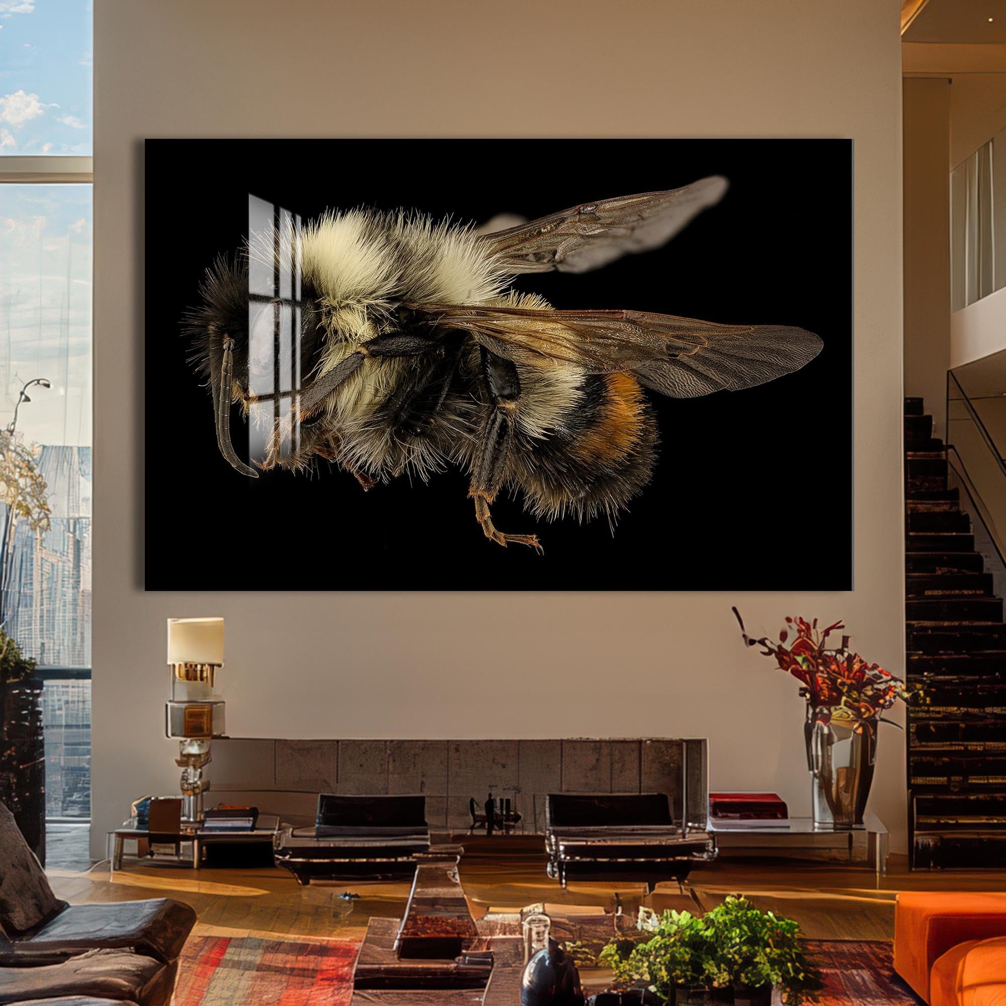 Artronauts Glass Print Fuzzy Bumblebee Macro – Animal Tempered Glass Wall Art