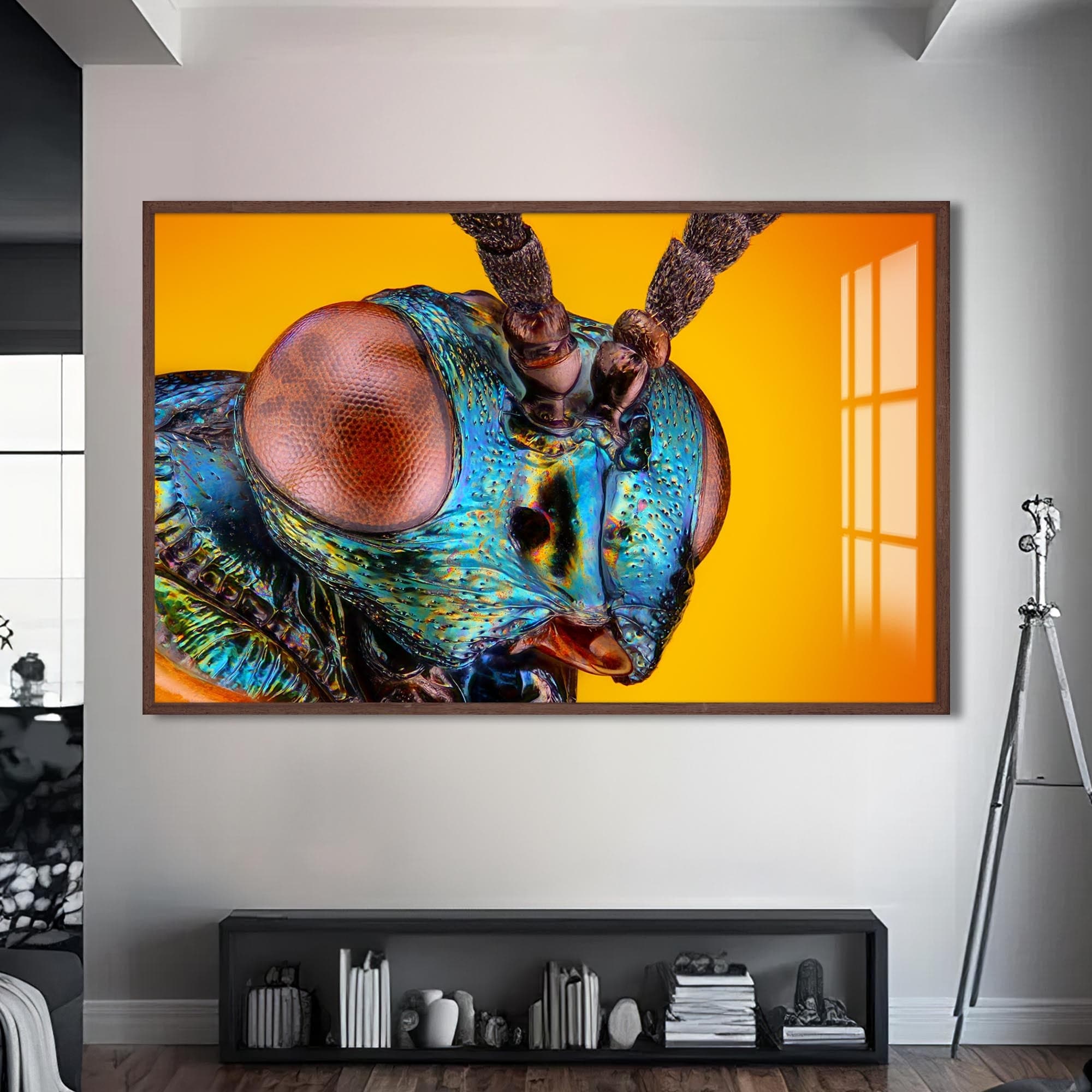 Artronauts Glass Print S | 72x46 cm | 28.3"x18.1" / Walnut Metallic Beetle Spectrum – Animal Tempered Glass Wall Art