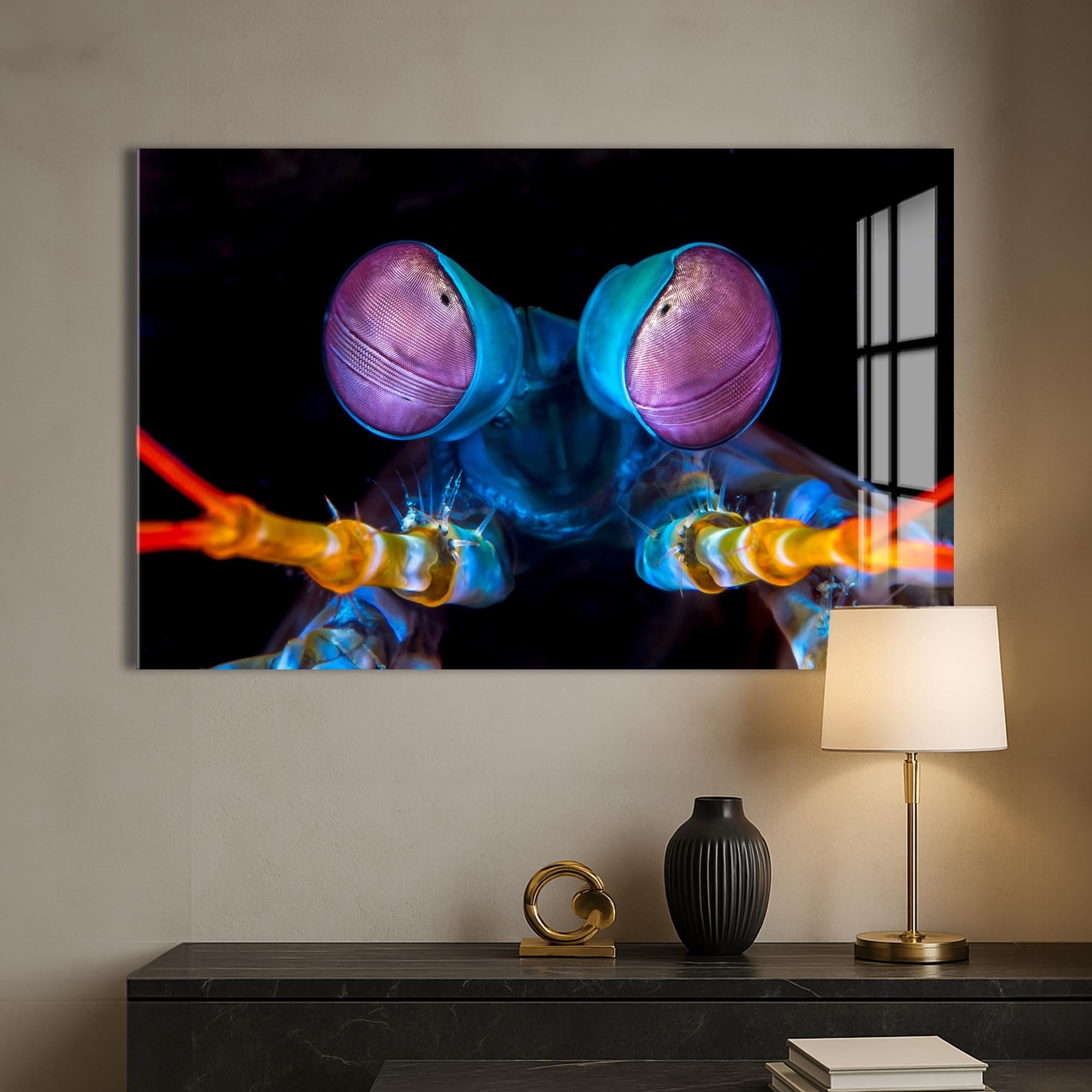 Artronauts Glass Print Neon Mantis Strike – Animal Tempered Glass Wall Art