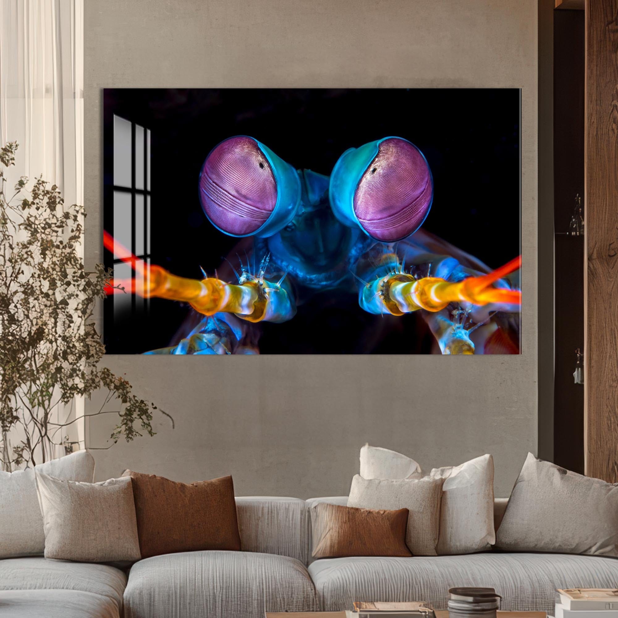 Artronauts Glass Print Neon Mantis Strike – Animal Tempered Glass Wall Art