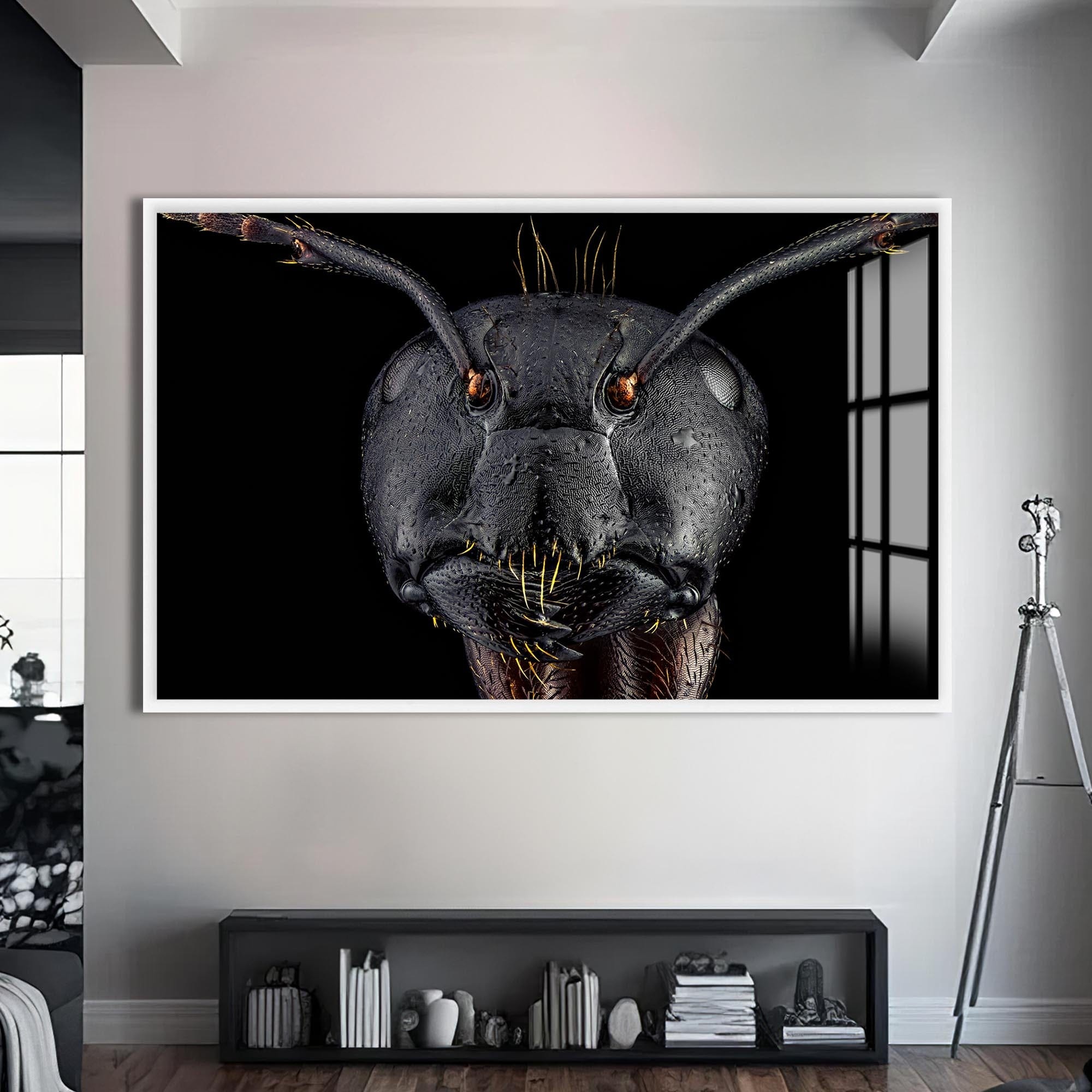 Artronauts Glass Print S | 72x46 cm | 28.3"x18.1" / White Black Ant Warrior – Animal Tempered Glass Wall Art
