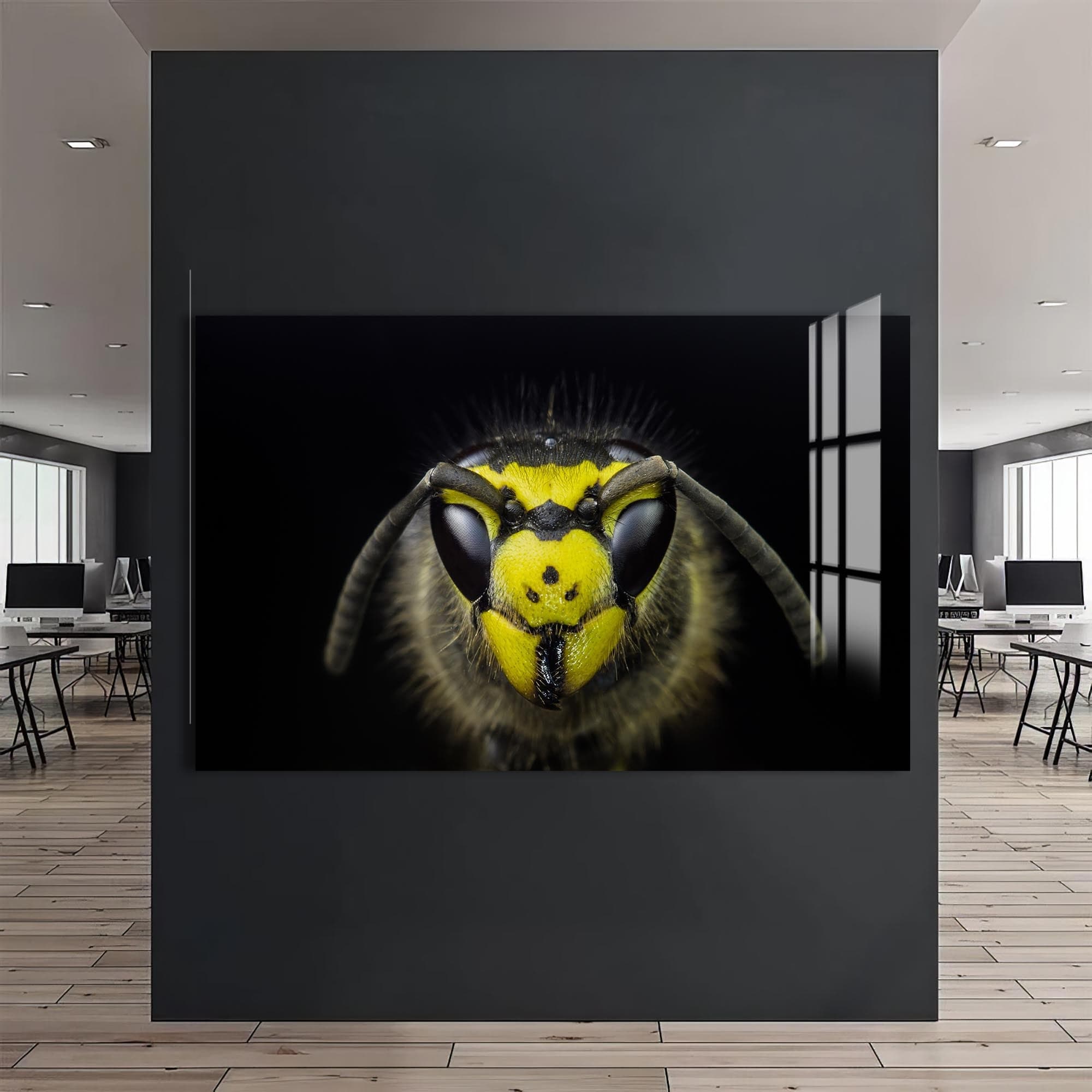 Artronauts Glass Print Yellow Wasp Close-Up – Animal Tempered Glass Wall Art