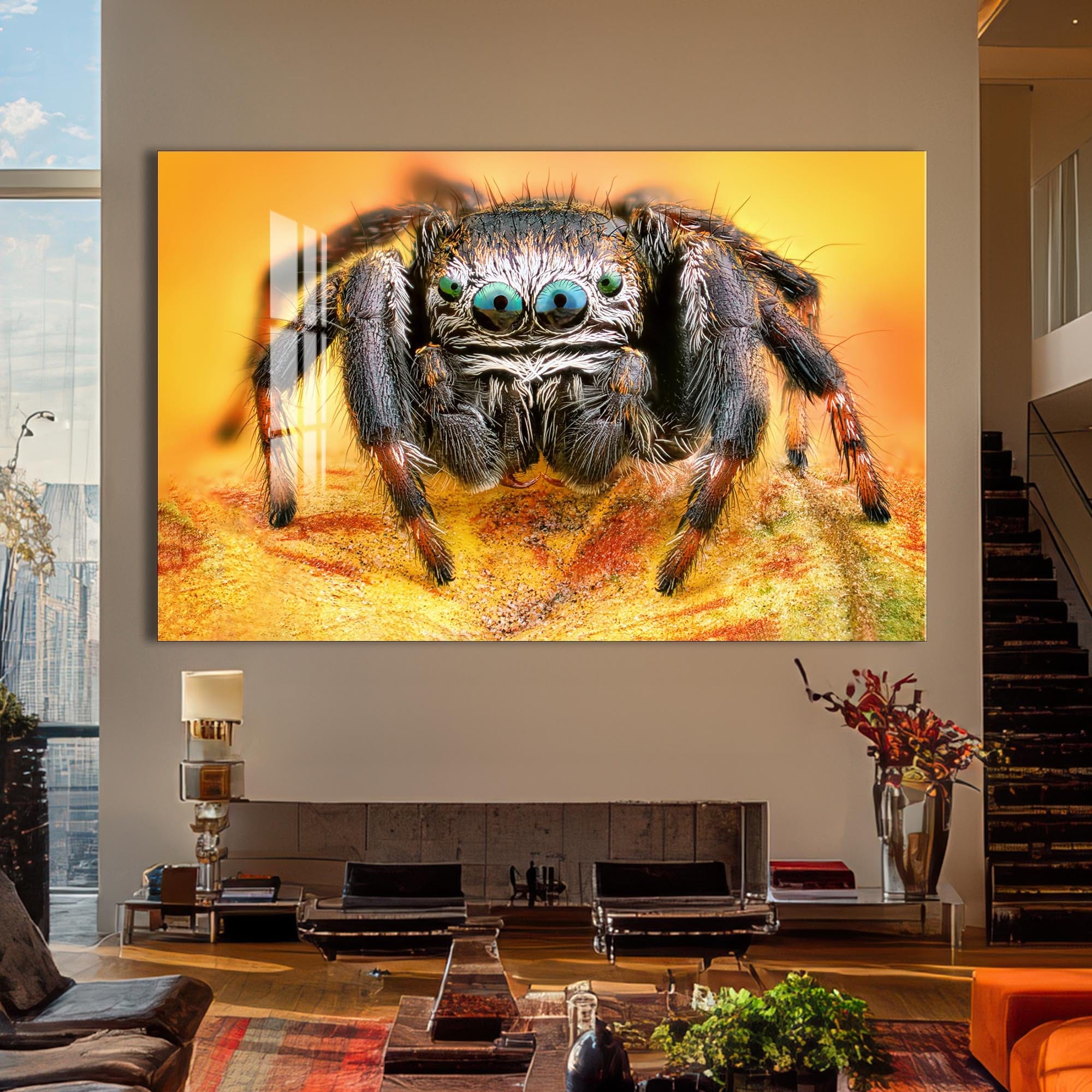 Artronauts Glass Print Vibrant Jumping Spider – Animal Tempered Glass Wall Art