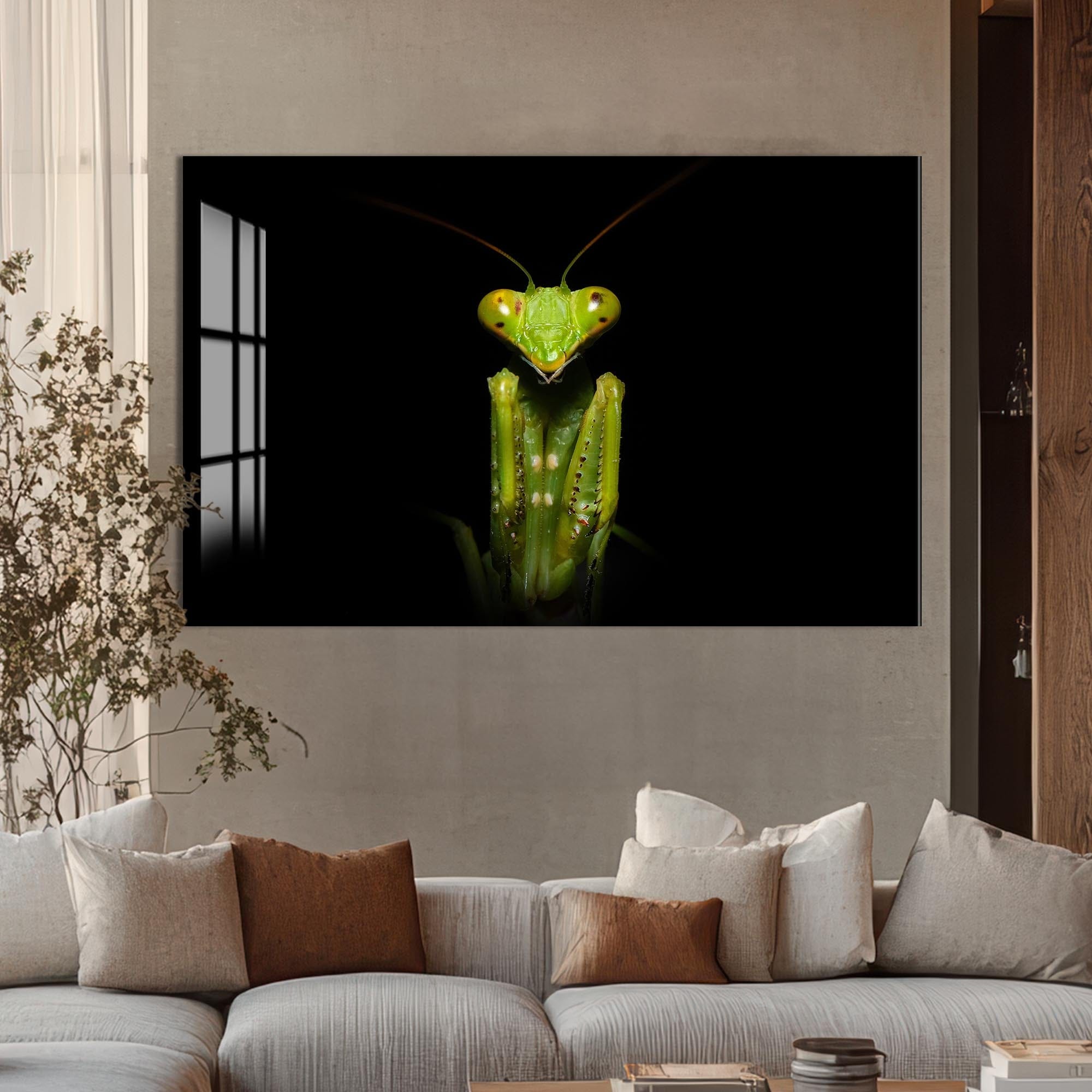 Artronauts Glass Print Green Mantis Portrait – Animal Tempered Glass Wall Art