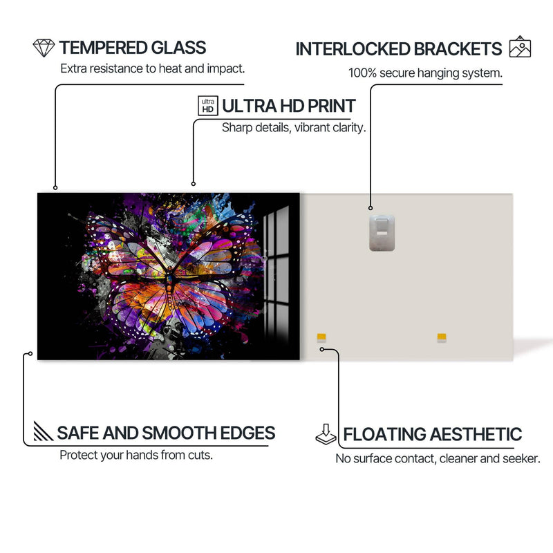 Artronauts Glass Print Cosmic Splash Butterfly – Animal Tempered Glass Wall Art