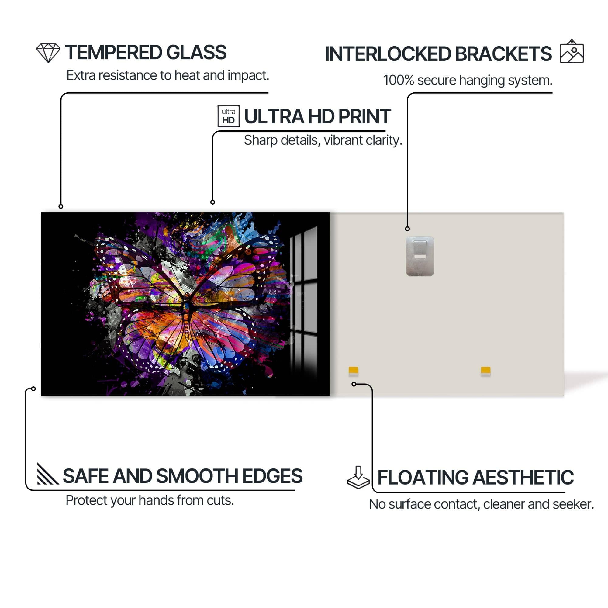 Artronauts Glass Print Cosmic Splash Butterfly – Animal Tempered Glass Wall Art