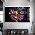 Artronauts Glass Print S | 72x46 cm | 28.3"x18.1" / White Cosmic Splash Butterfly – Animal Tempered Glass Wall Art
