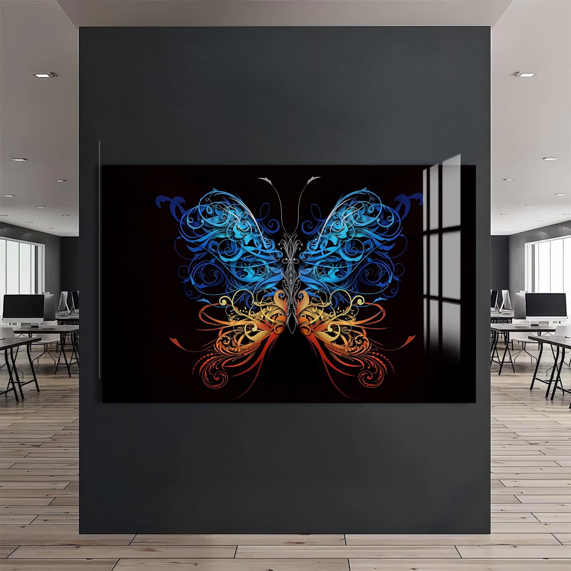 Artronauts Glass Print Floral Bluefire Butterfly – Animal Tempered Glass Wall Art