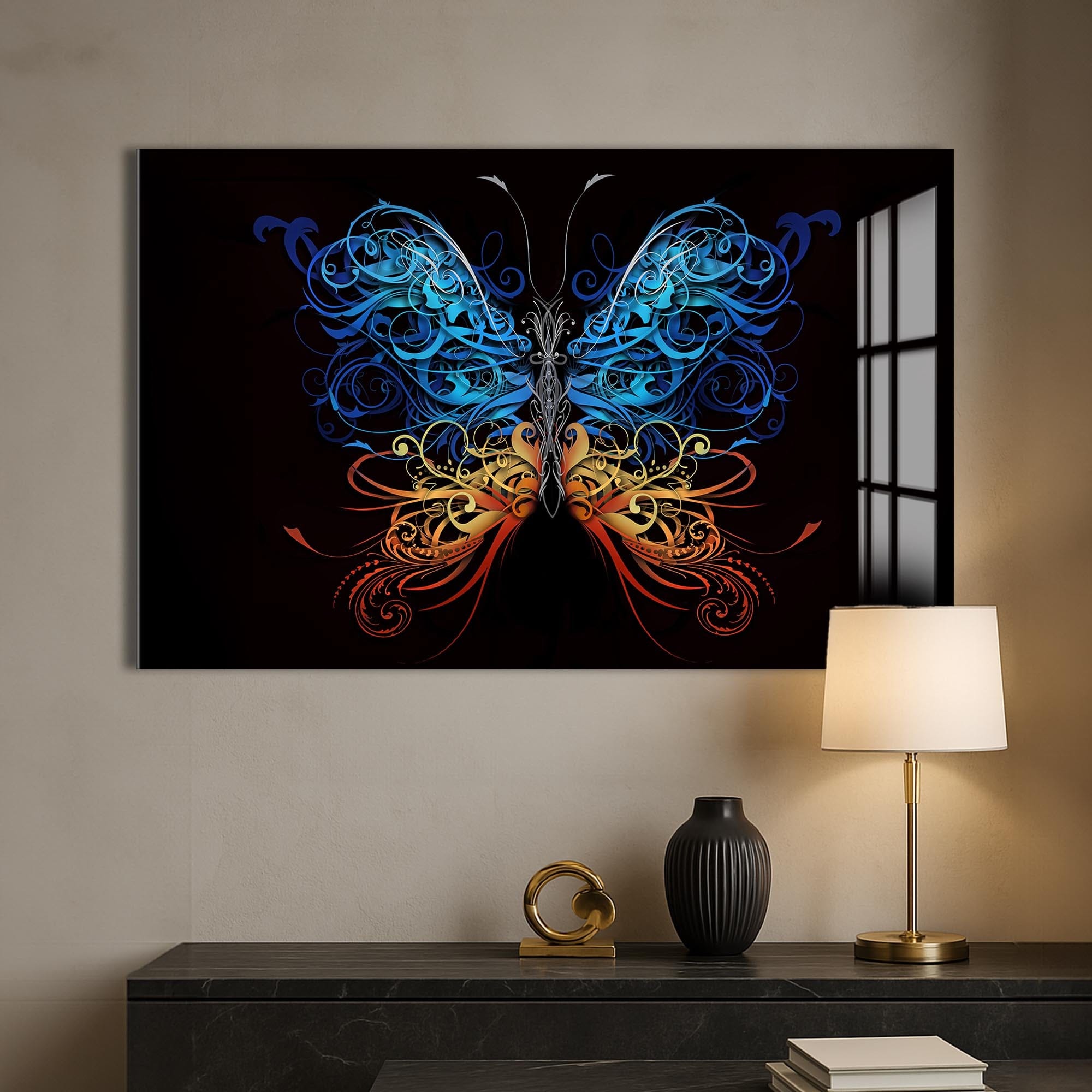 Artronauts Glass Print Floral Bluefire Butterfly – Animal Tempered Glass Wall Art
