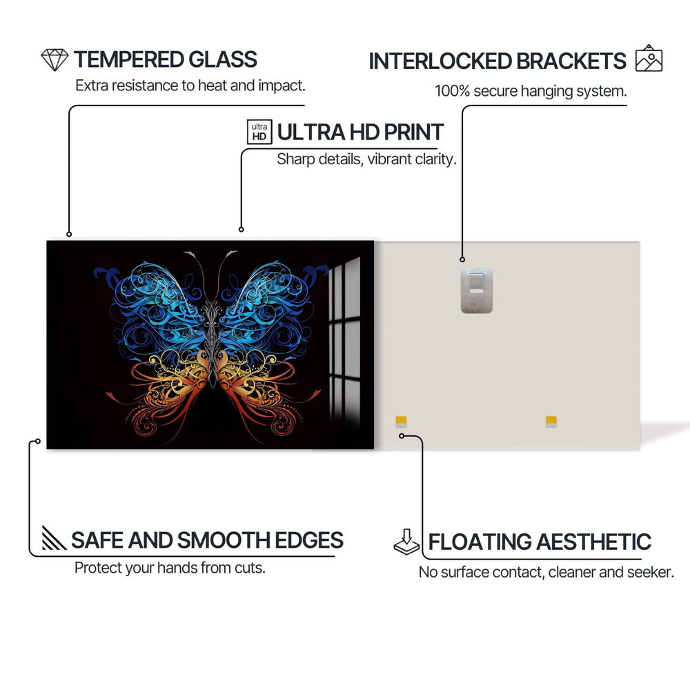 Artronauts Glass Print Floral Bluefire Butterfly – Animal Tempered Glass Wall Art