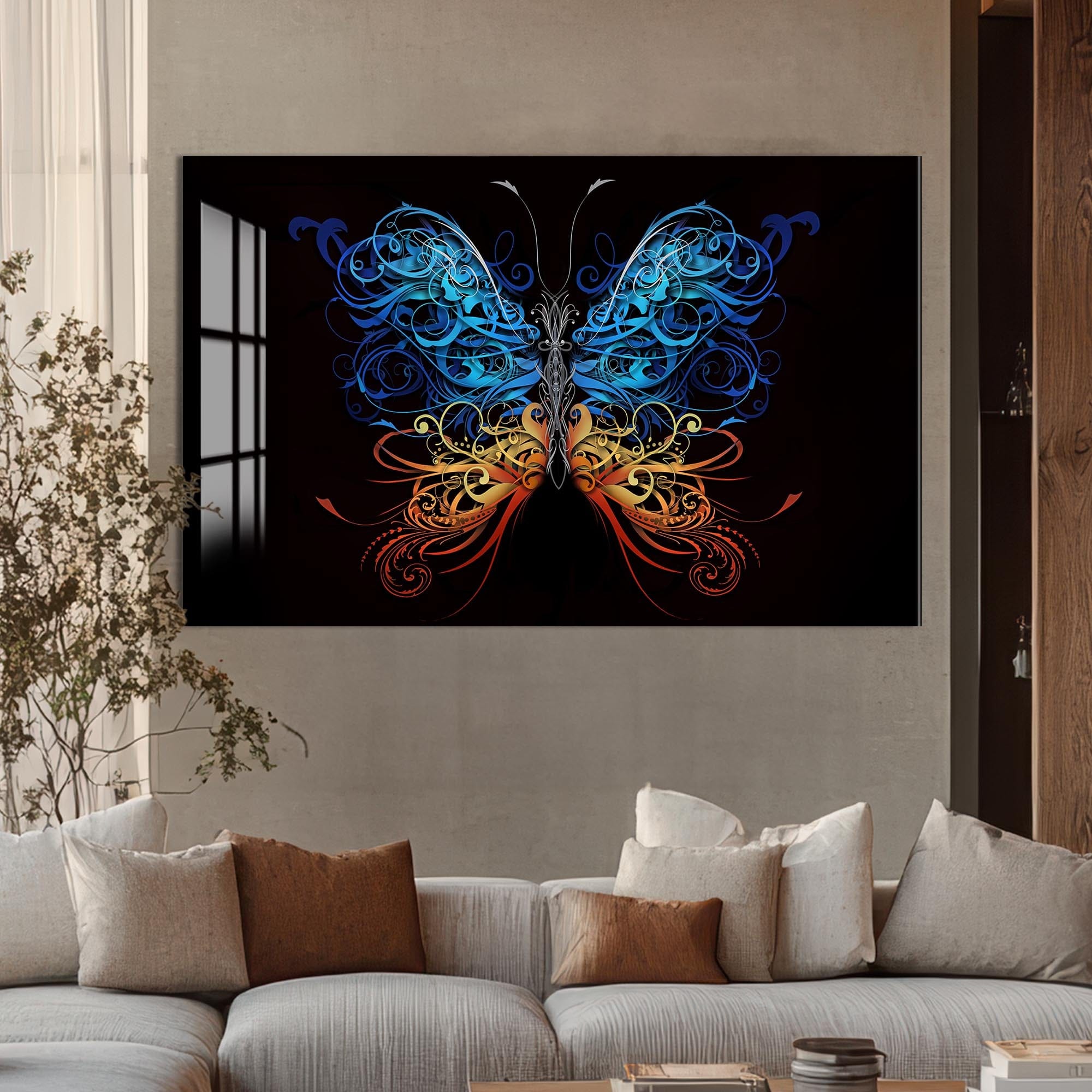 Artronauts Glass Print Floral Bluefire Butterfly – Animal Tempered Glass Wall Art