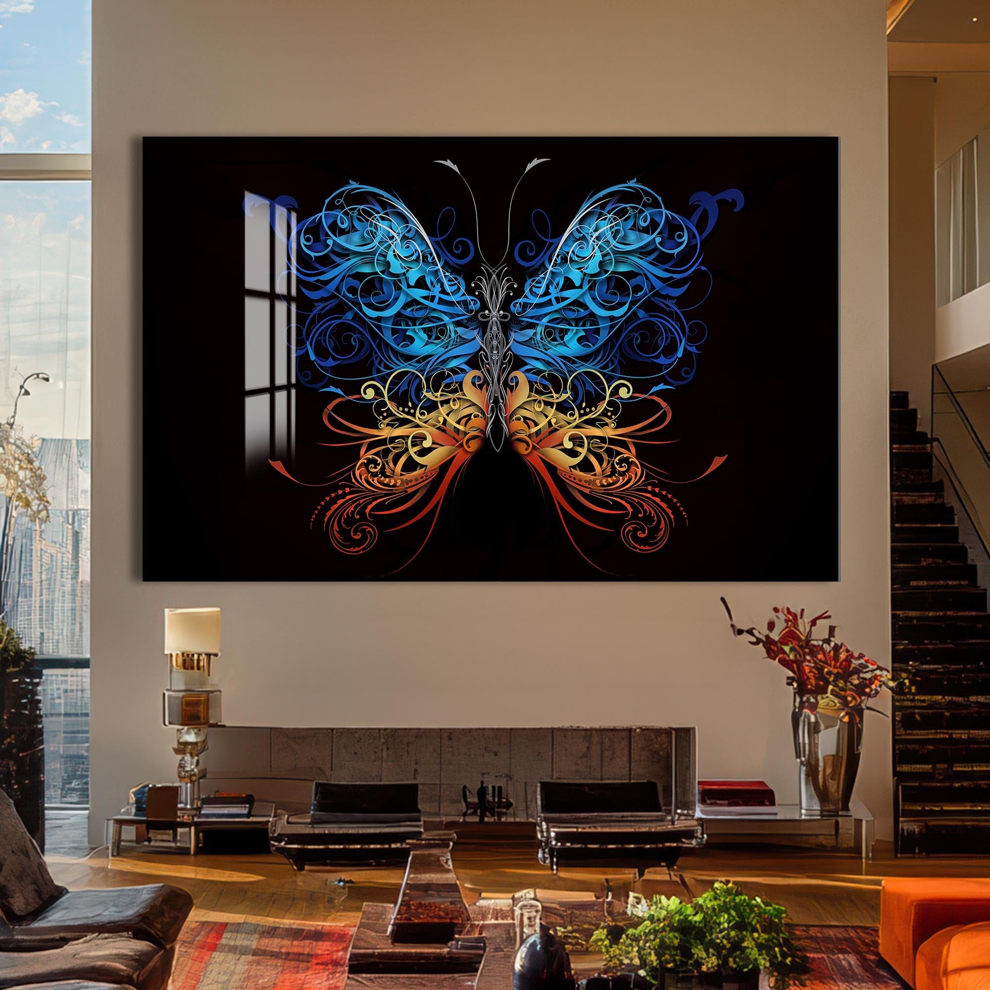 Artronauts Glass Print Floral Bluefire Butterfly – Animal Tempered Glass Wall Art