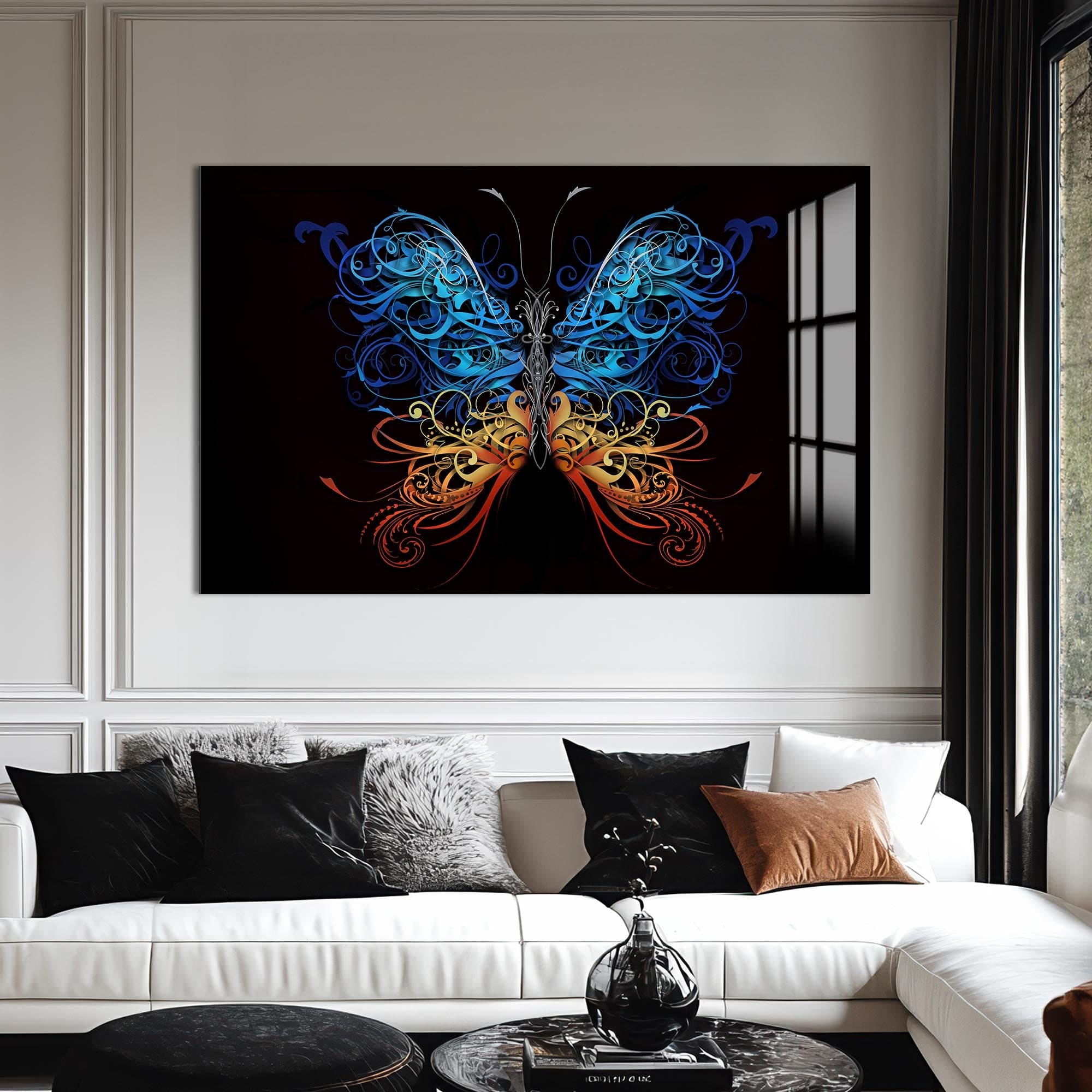 Artronauts Glass Print Floral Bluefire Butterfly – Animal Tempered Glass Wall Art