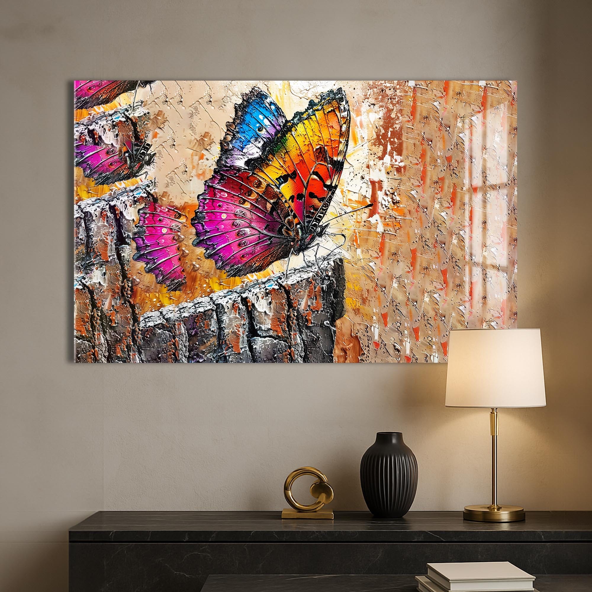 Artronauts Glass Print Vibrant Barkland Butterfly – Animal Tempered Glass Wall Art