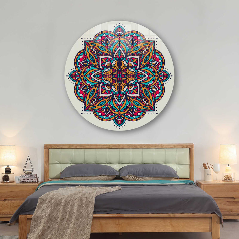 Artronauts Glass Print Mandala Design II - Rounded Glass Wall Art