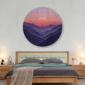 Artronauts Glass Print Sunset Beyond the Mountains - Rounded Glass Wall Art