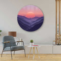 Artronauts Glass Print Sunset Beyond the Mountains - Rounded Glass Wall Art