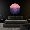 Artronauts Glass Print Sunset Beyond the Mountains - Rounded Glass Wall Art