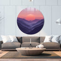 Artronauts Glass Print Sunset Beyond the Mountains - Rounded Glass Wall Art
