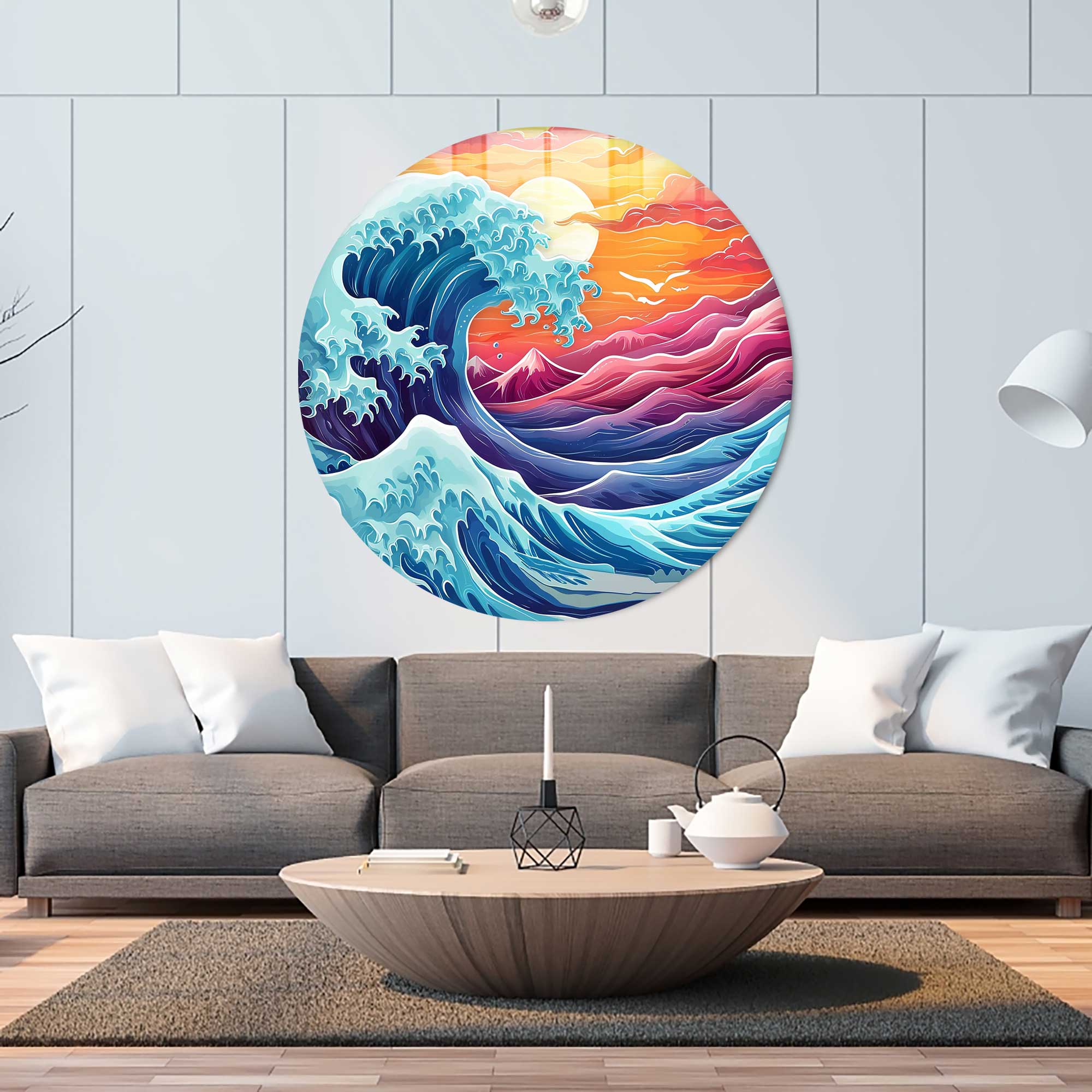 Great Wave - Rounded Glass Wall Art