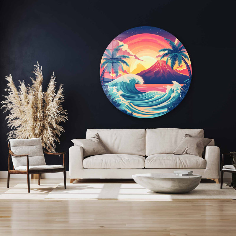 Artronauts Glass Print Perfect Sunset  - Rounded Glass Wall Art