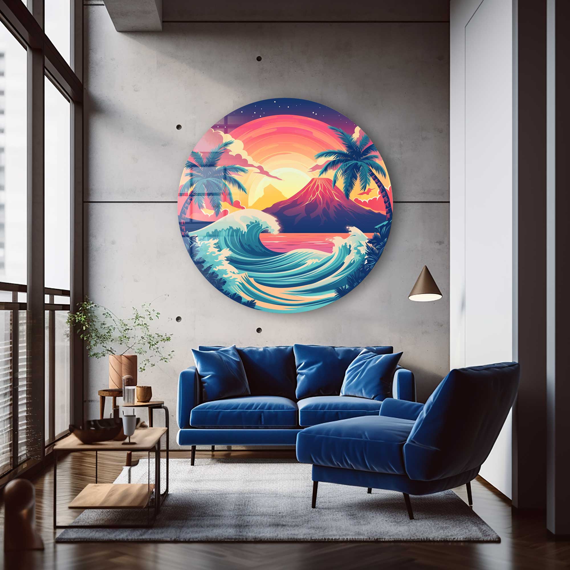 Perfect Sunset  - Rounded Glass Wall Art