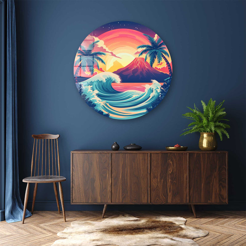 Artronauts Glass Print Perfect Sunset  - Rounded Glass Wall Art