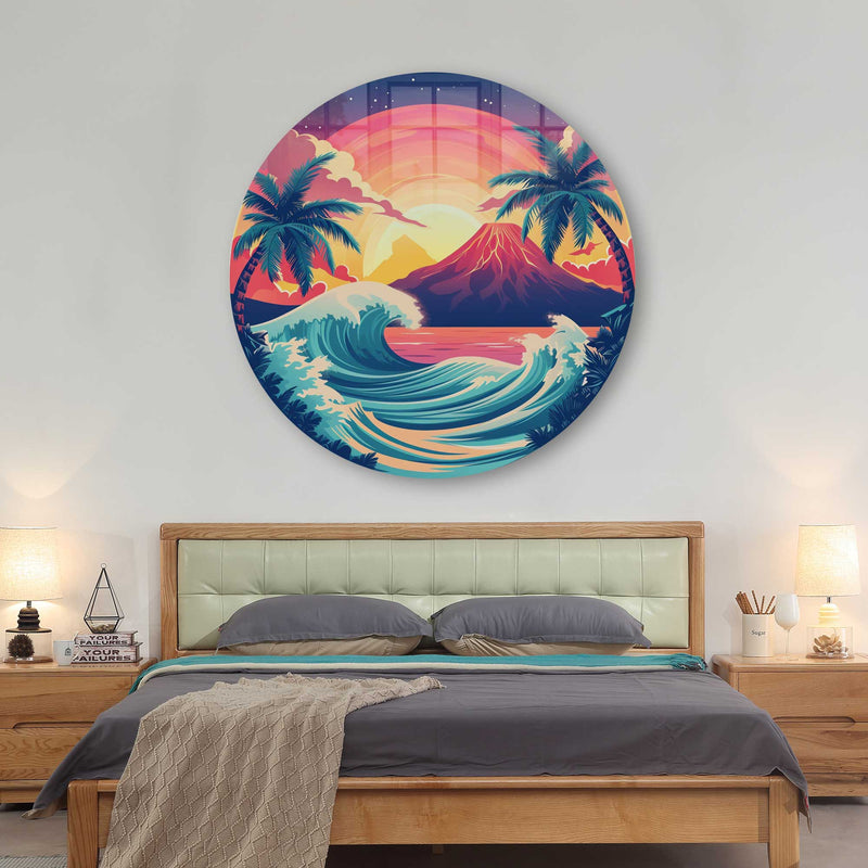 Artronauts Glass Print Perfect Sunset  - Rounded Glass Wall Art