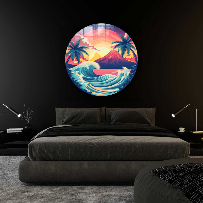 Artronauts Glass Print Perfect Sunset  - Rounded Glass Wall Art