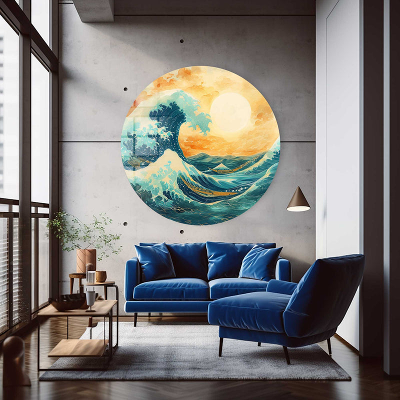 Artronauts Glass Print Perfect Sunrise - Rounded Glass Wall Art