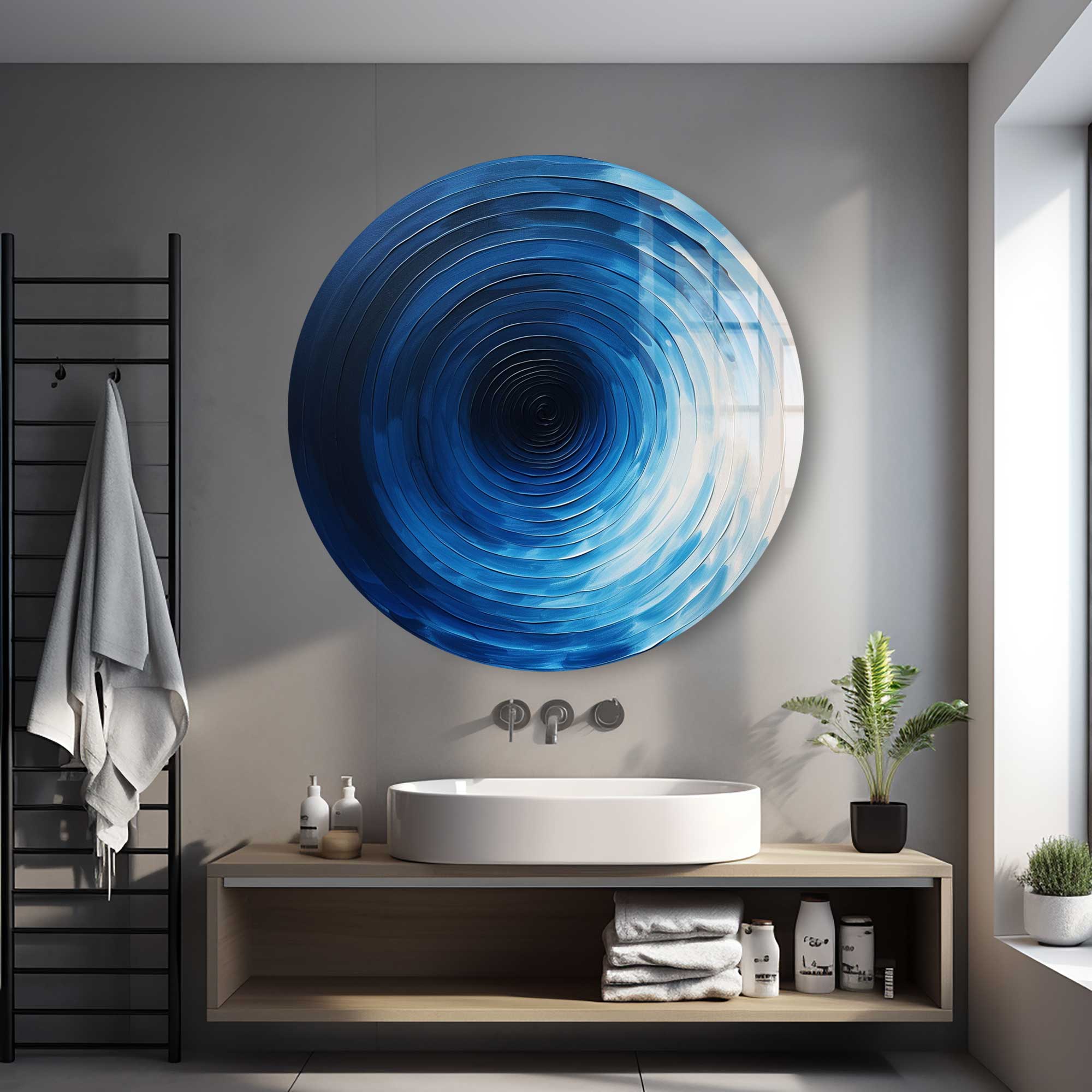 Fifty Shades of Blue - Rounded Glass Wall Art