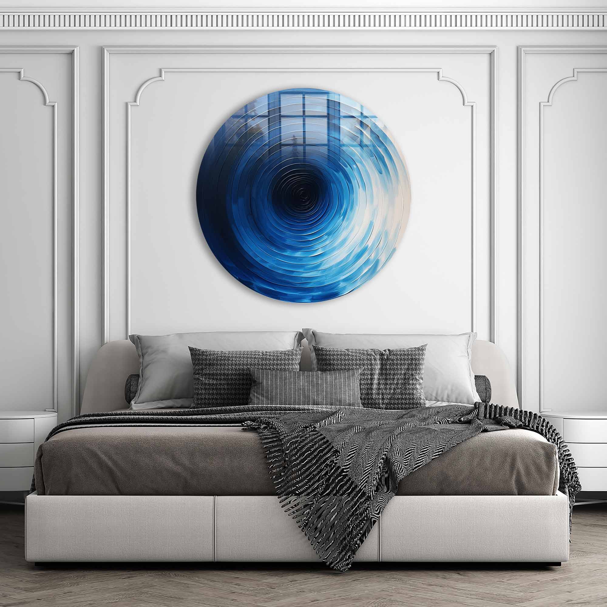 Fifty Shades of Blue - Rounded Glass Wall Art