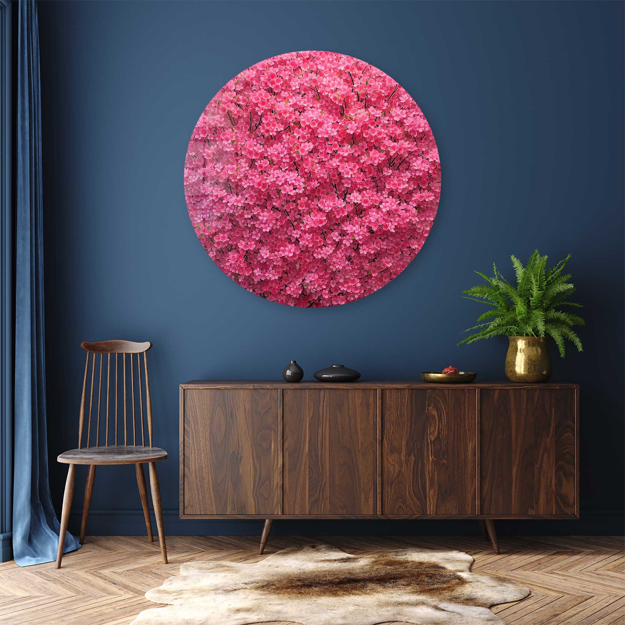 Pinky Tree - Rounded Glass Wall Art