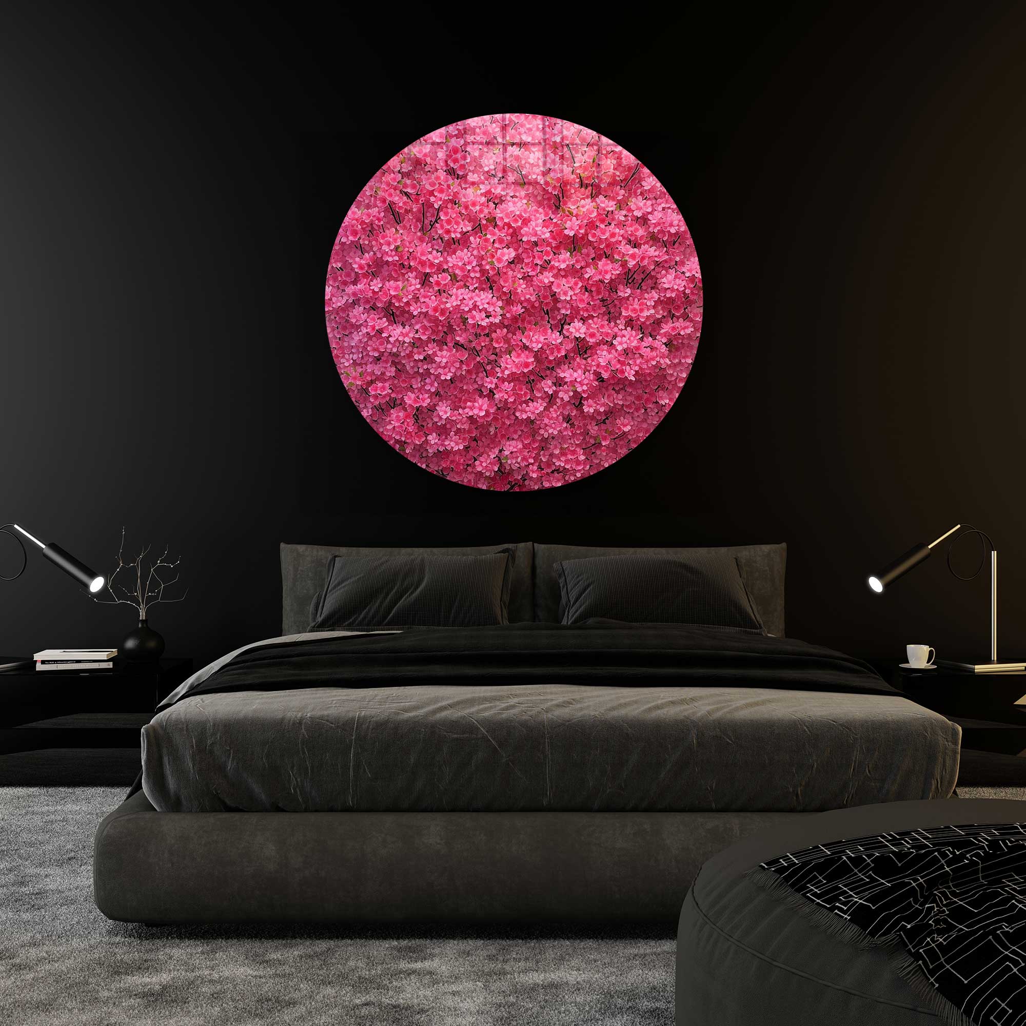 Pinky Tree - Rounded Glass Wall Art