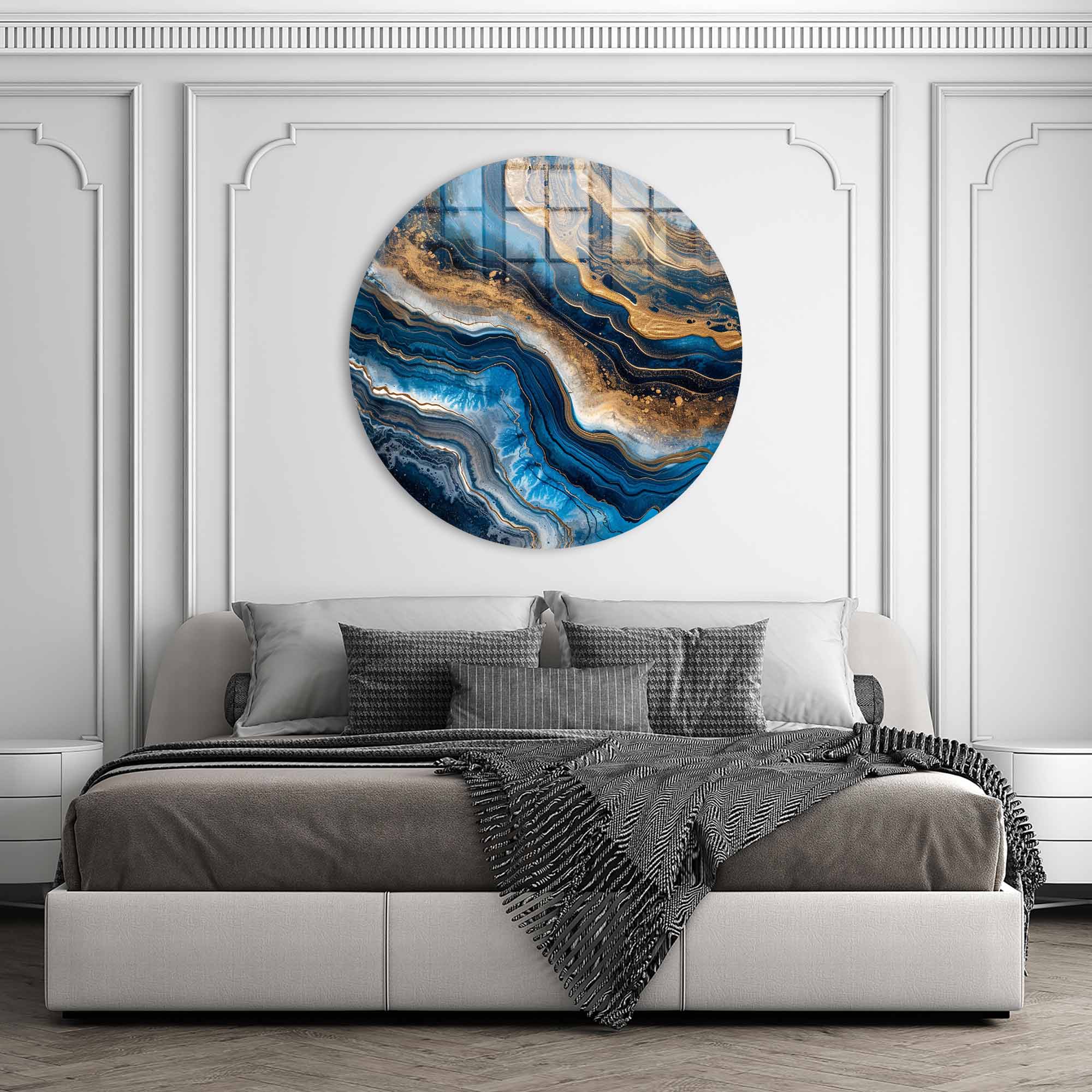 Abstract Waves - Rounded Glass Wall Art