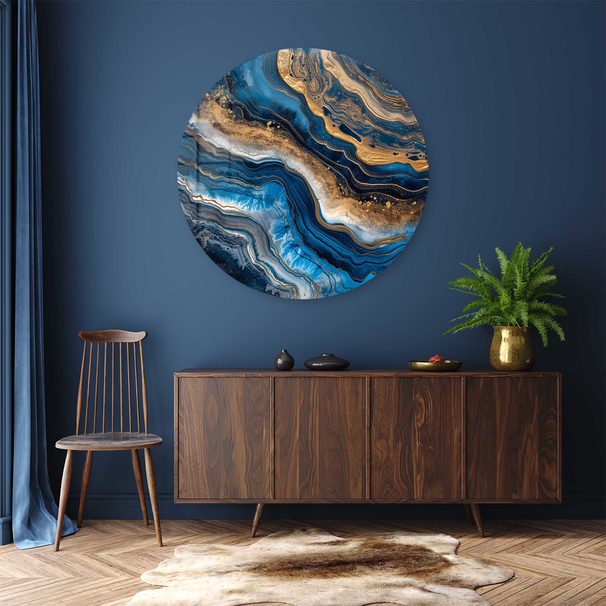 Abstract Waves - Rounded Glass Wall Art