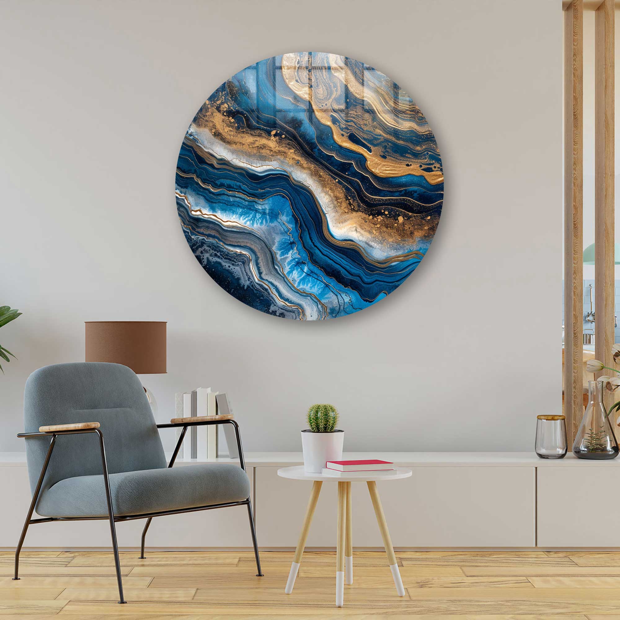 Abstract Waves - Rounded Glass Wall Art