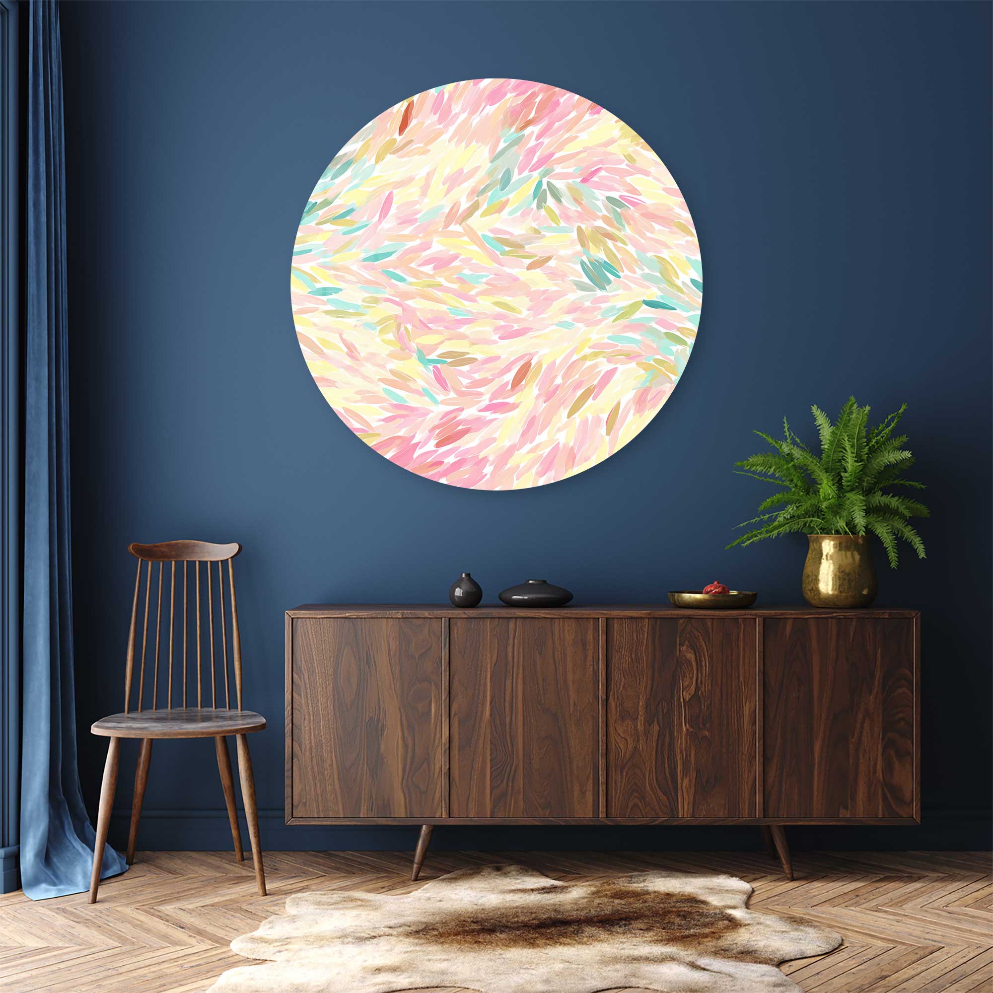 Pastel Abstract - Rounded Glass Wall Art